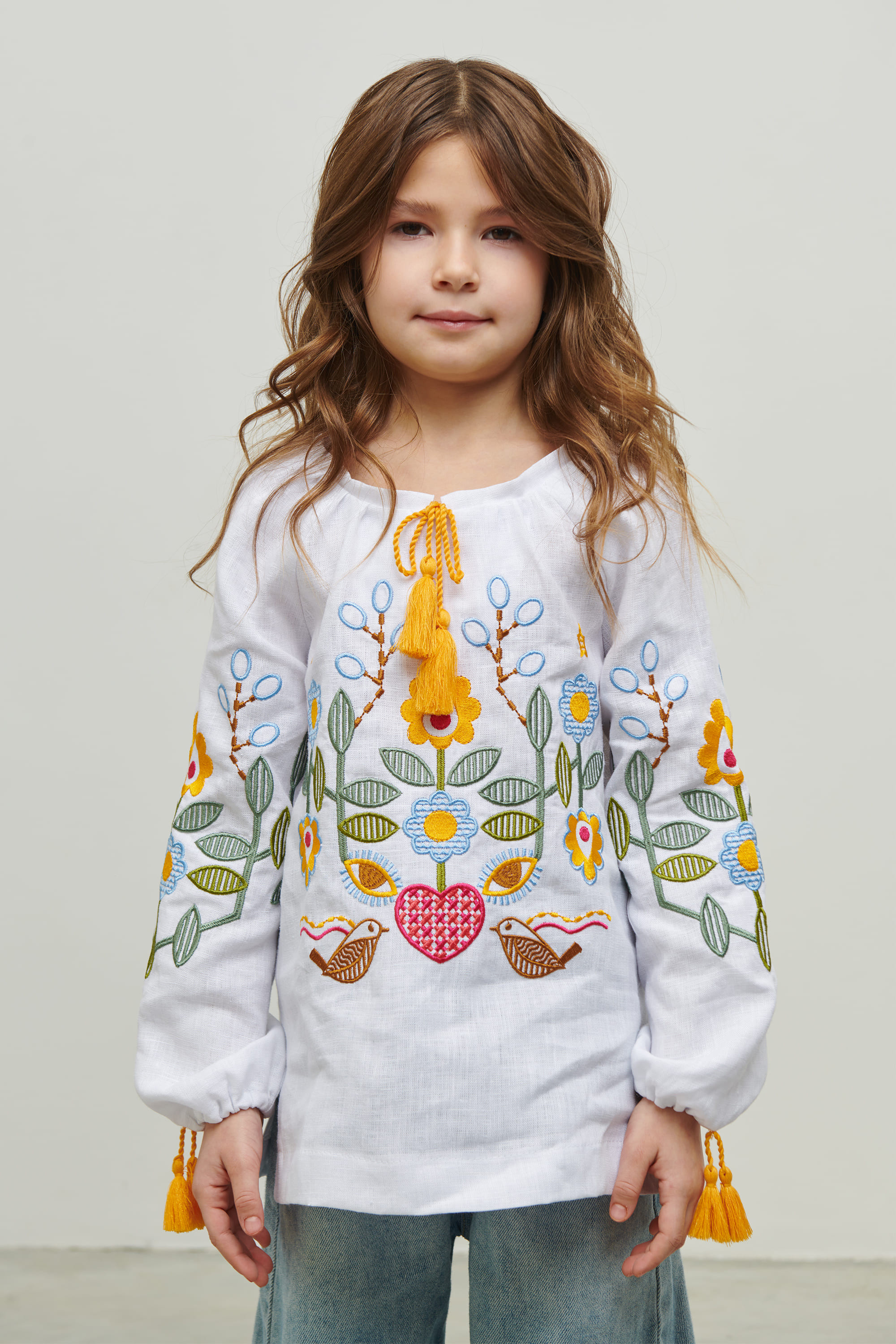 White embroidered shirt for a girl Love Ukraine