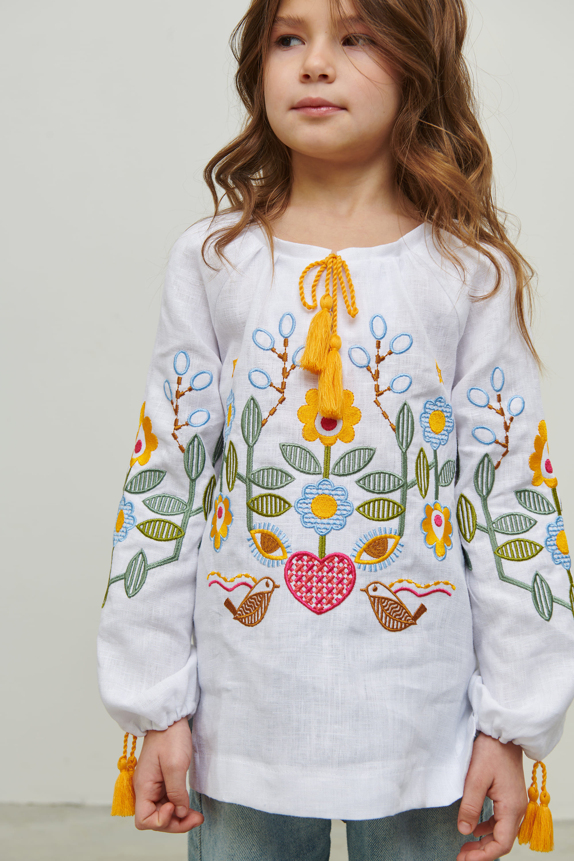 White embroidered shirt for a girl Love Ukraine | 110