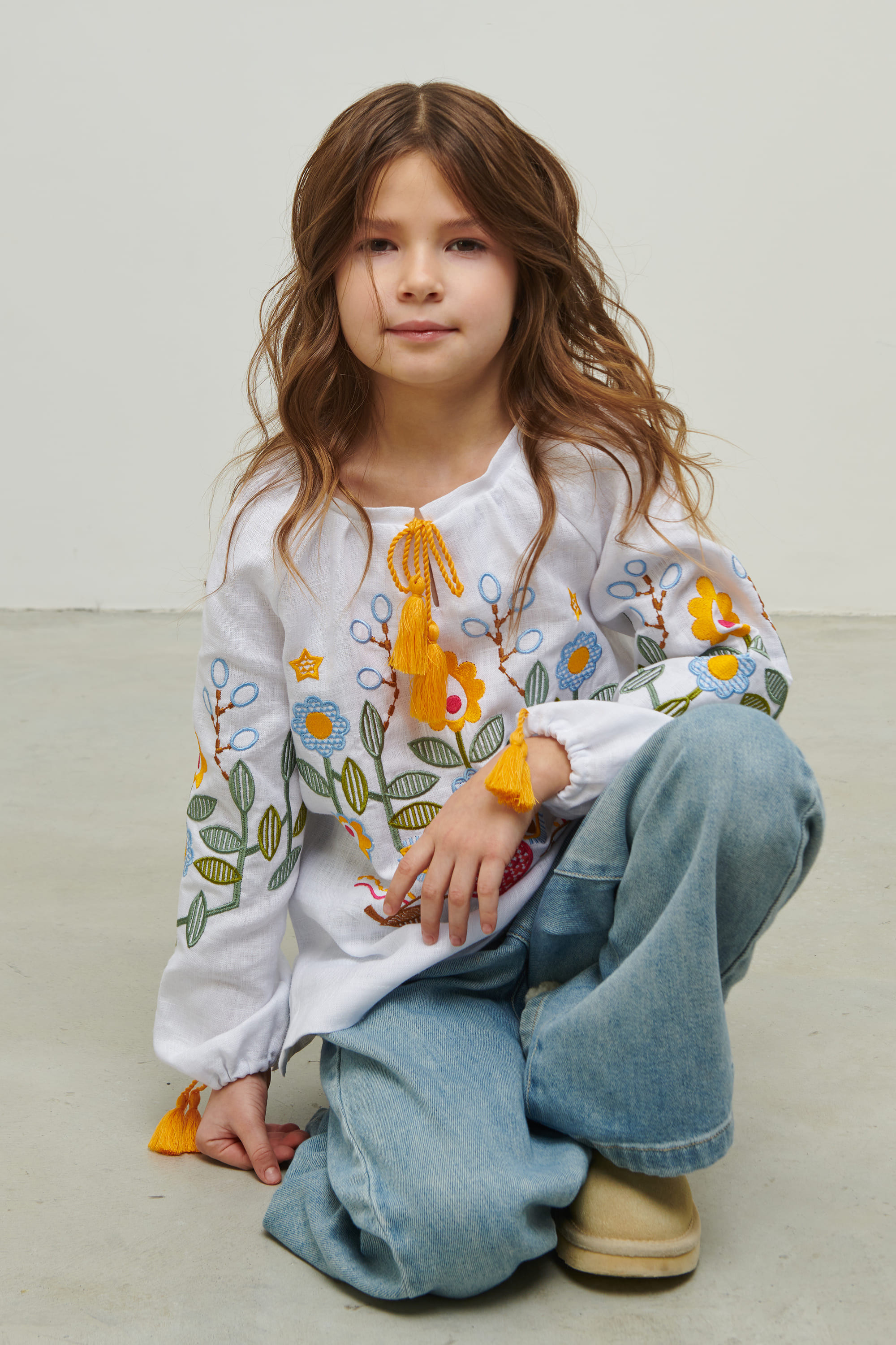 White embroidered shirt for a girl Love Ukraine