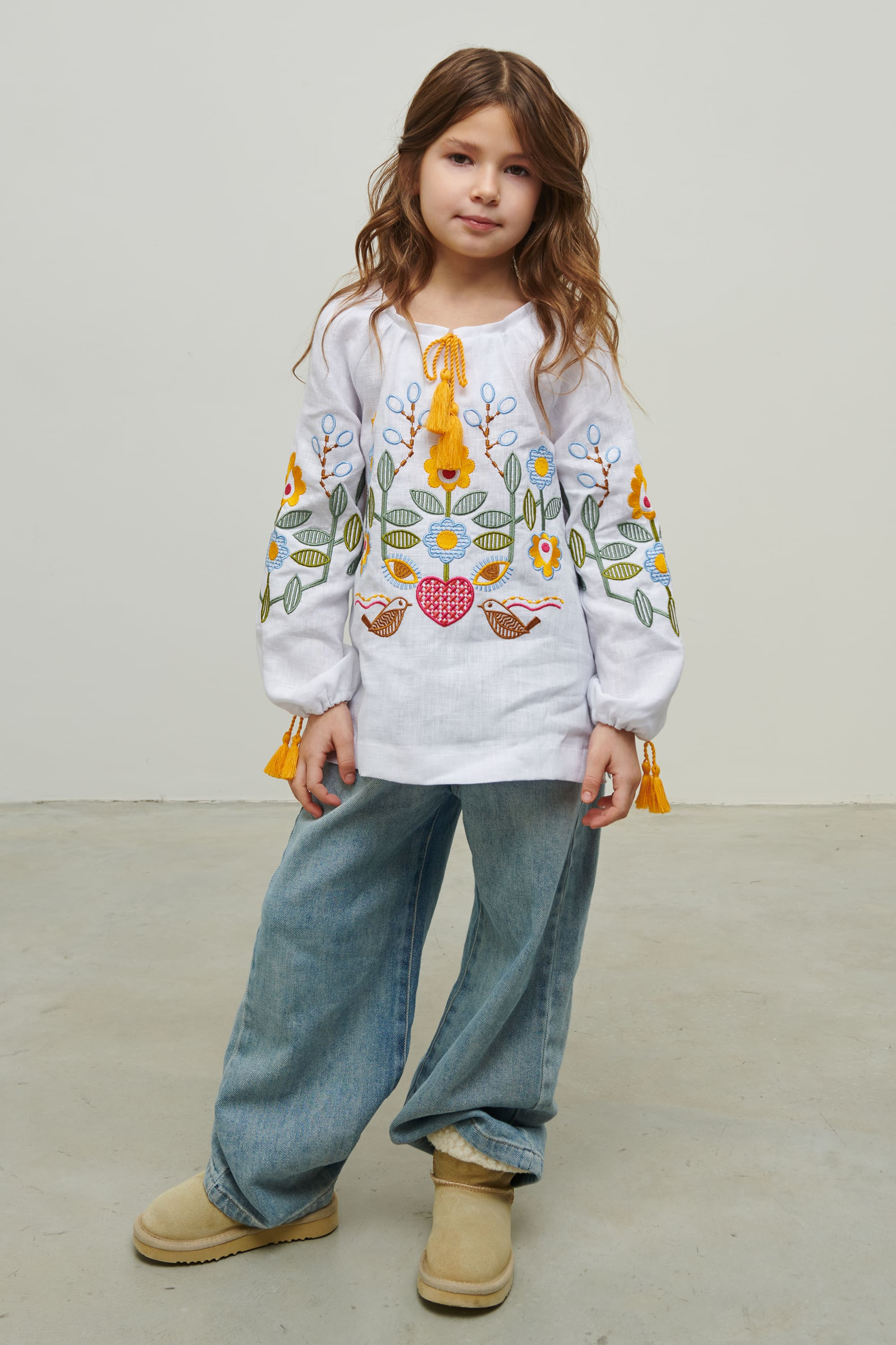 White embroidered shirt for a girl Love Ukraine | 110