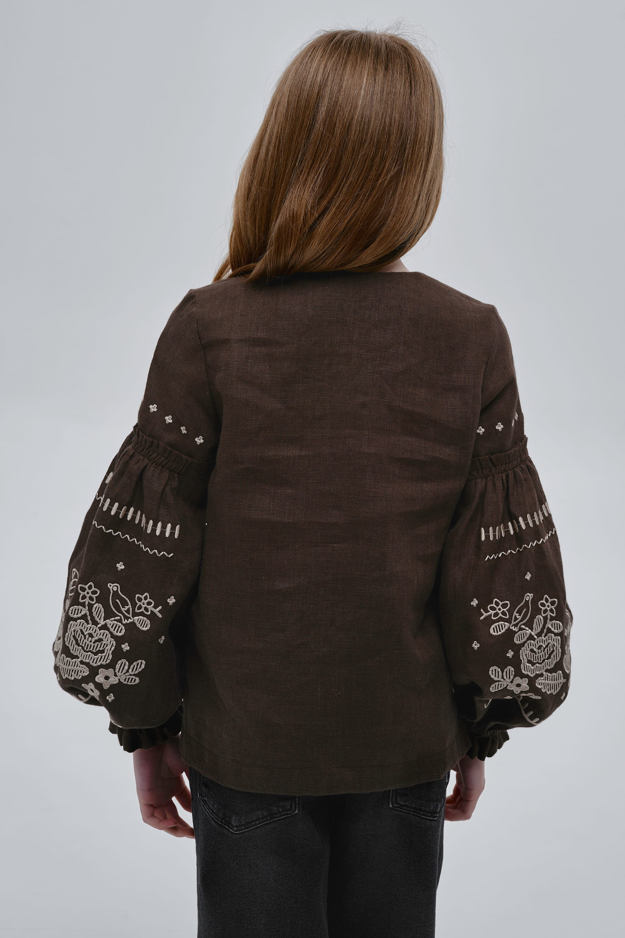 Embroidered brown blouse for girl Guli-Guli | 110