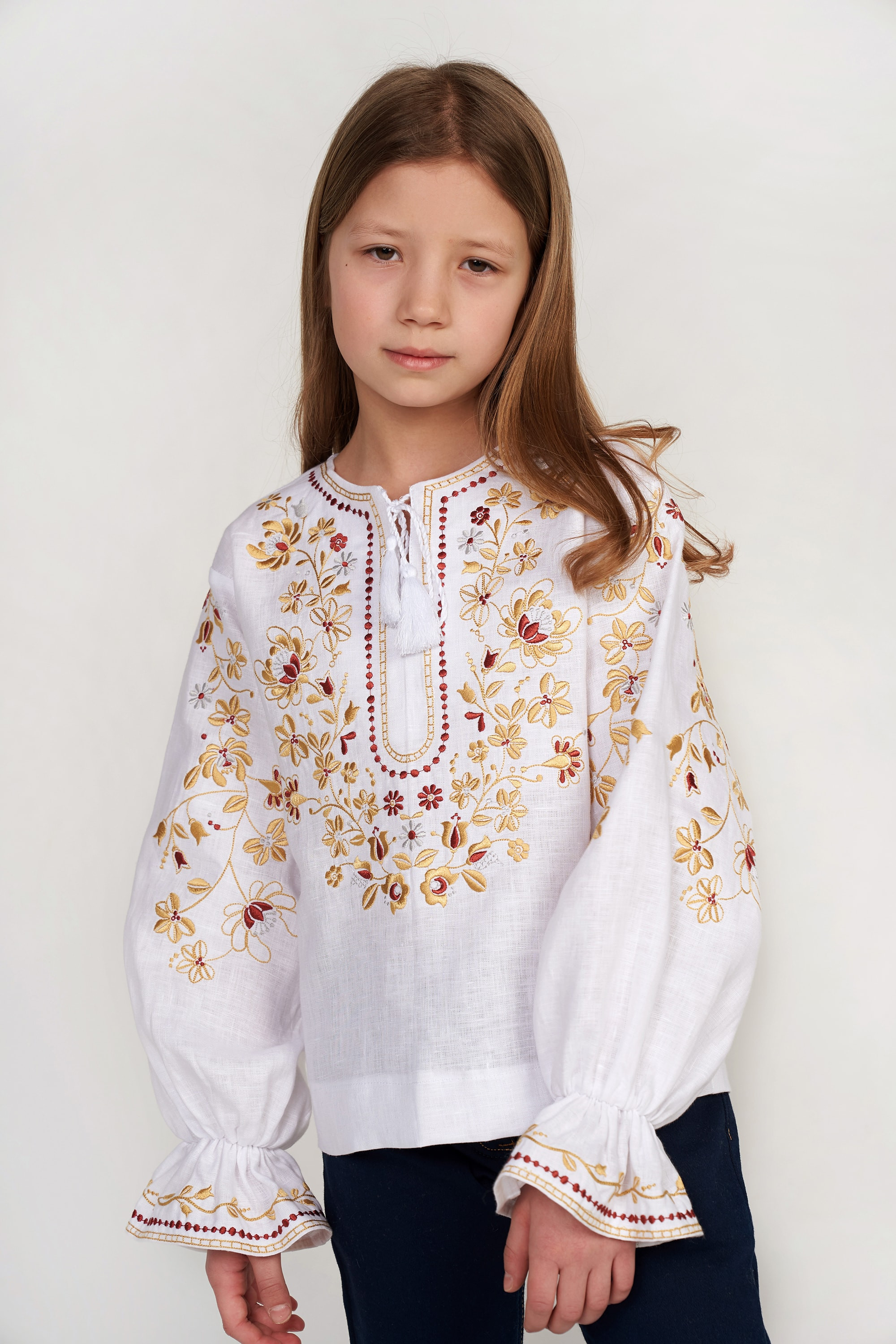 Embroidered blouse for girls White