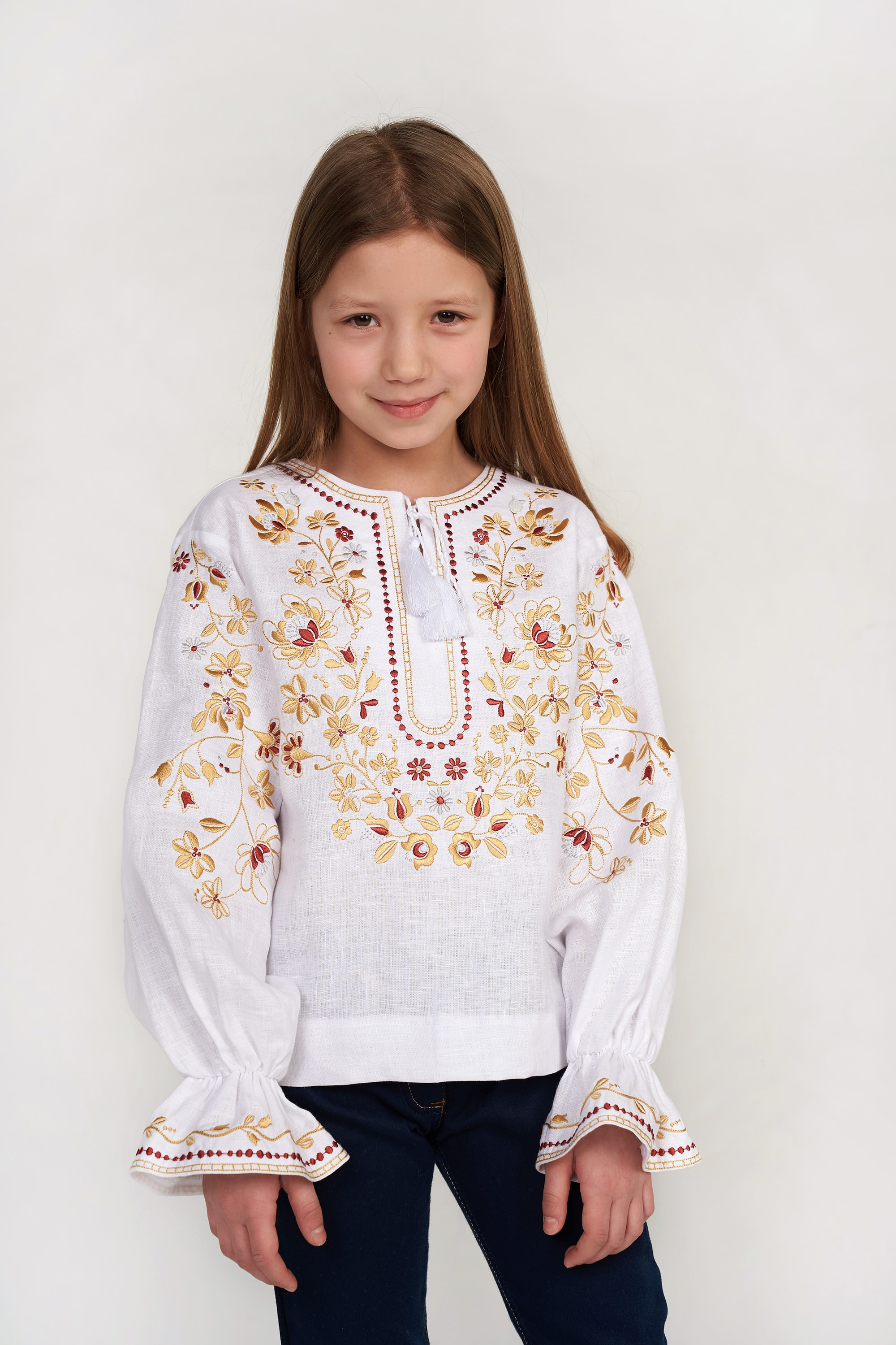 Embroidered blouse for girls White