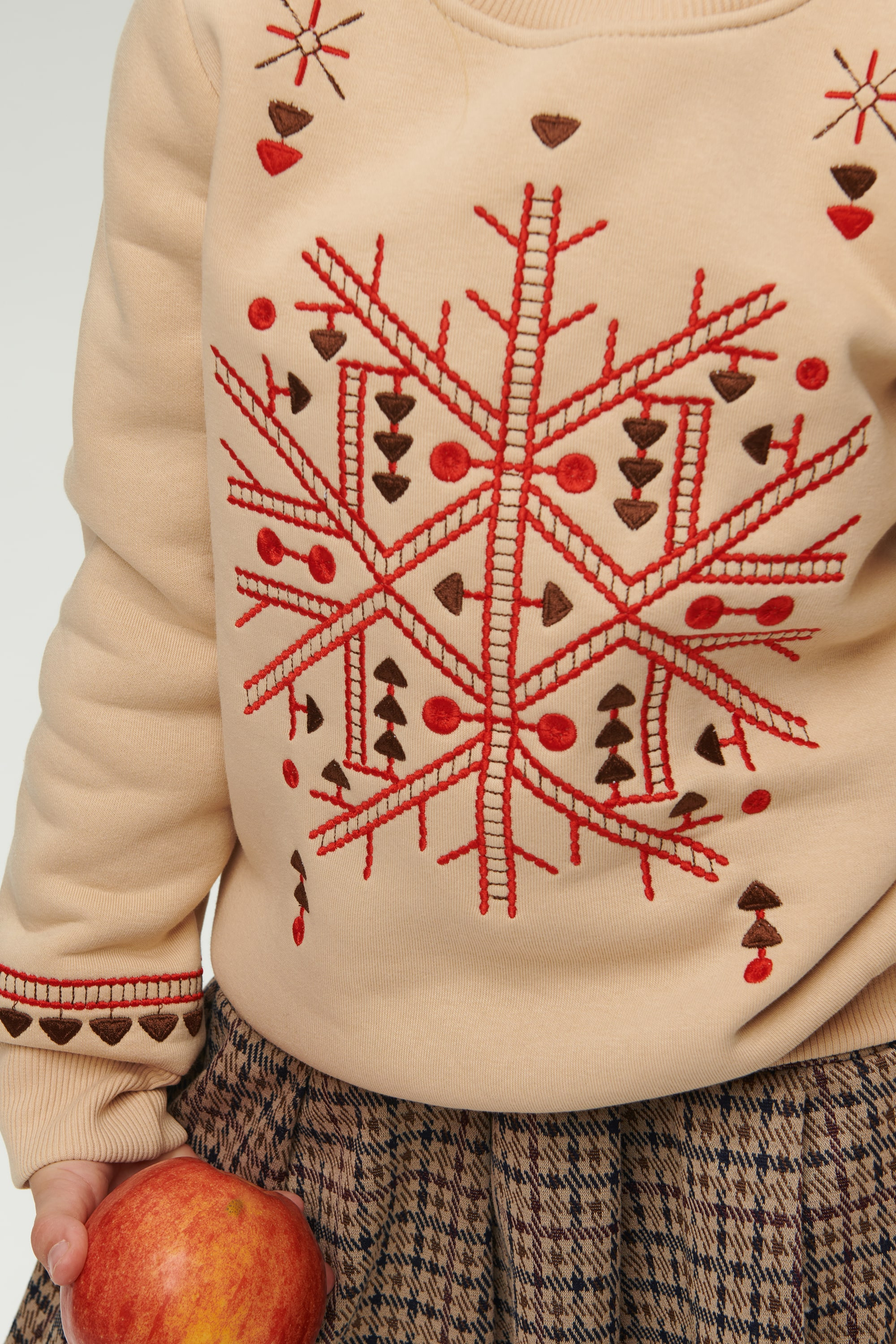 Christmas beige sweatshirt for a girl