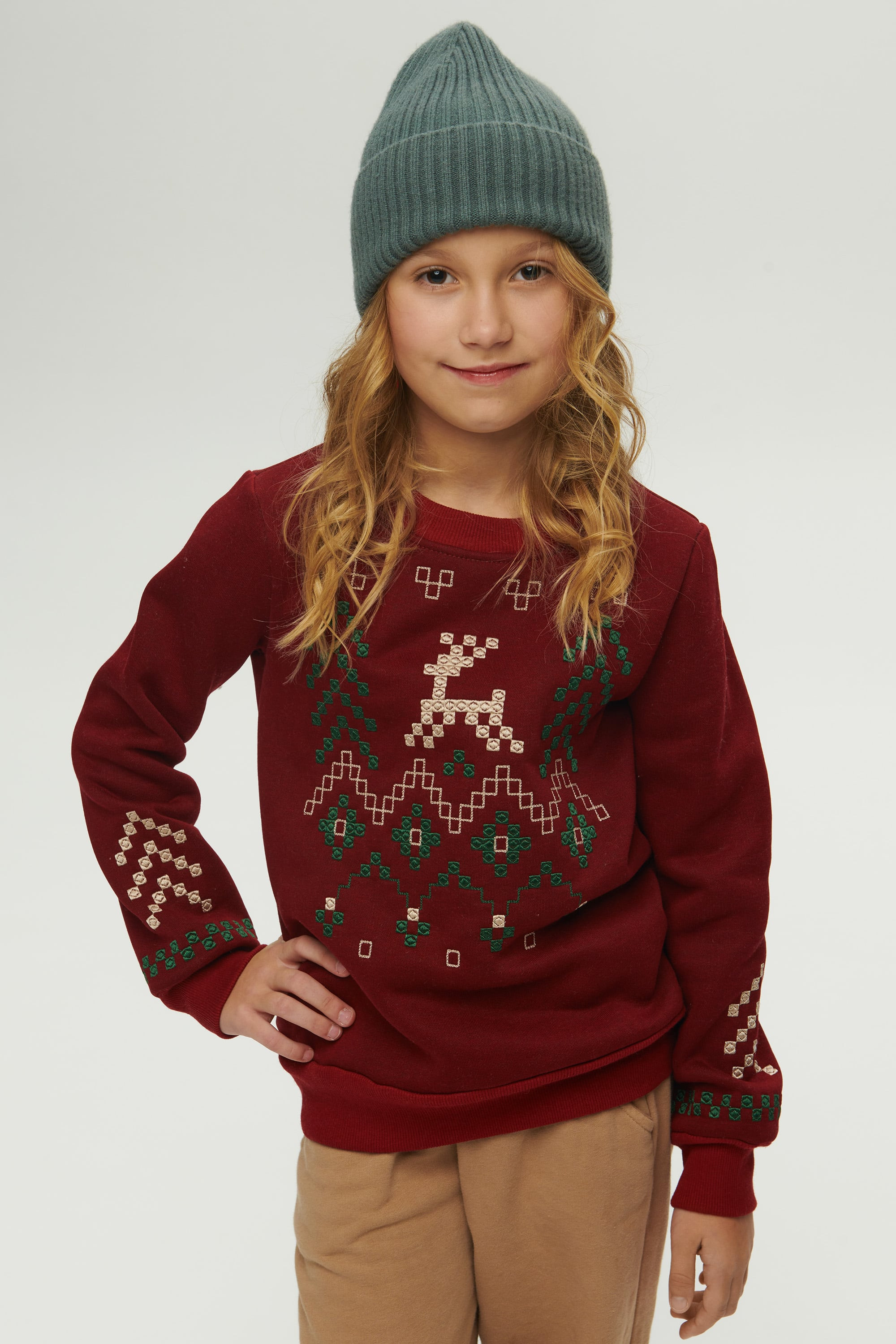 Christmas burgundy sweatshirt for a girl December