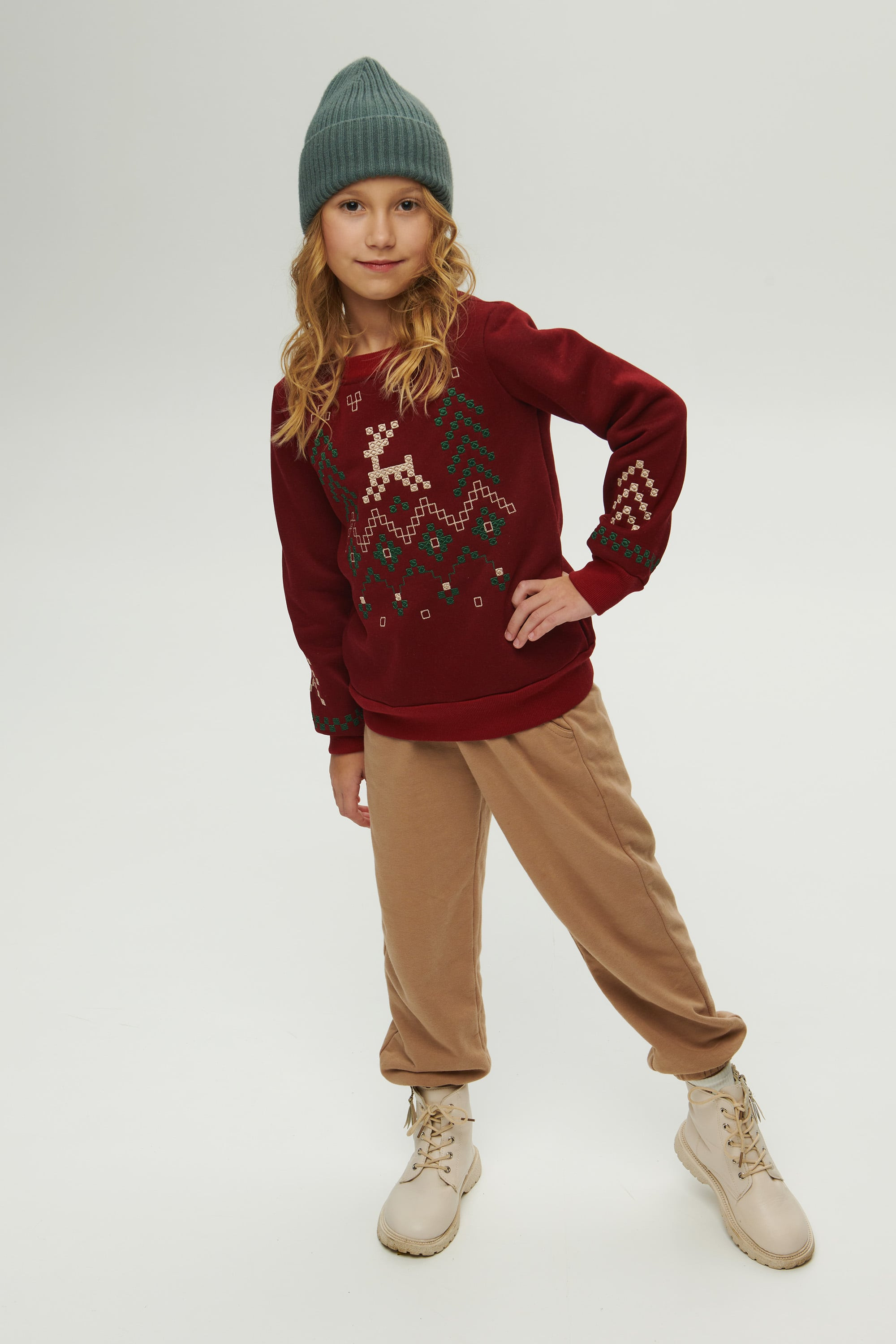 Christmas burgundy sweatshirt for a girl December