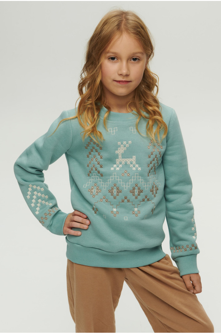 Christmas blue sweatshirt for a girl December | 80