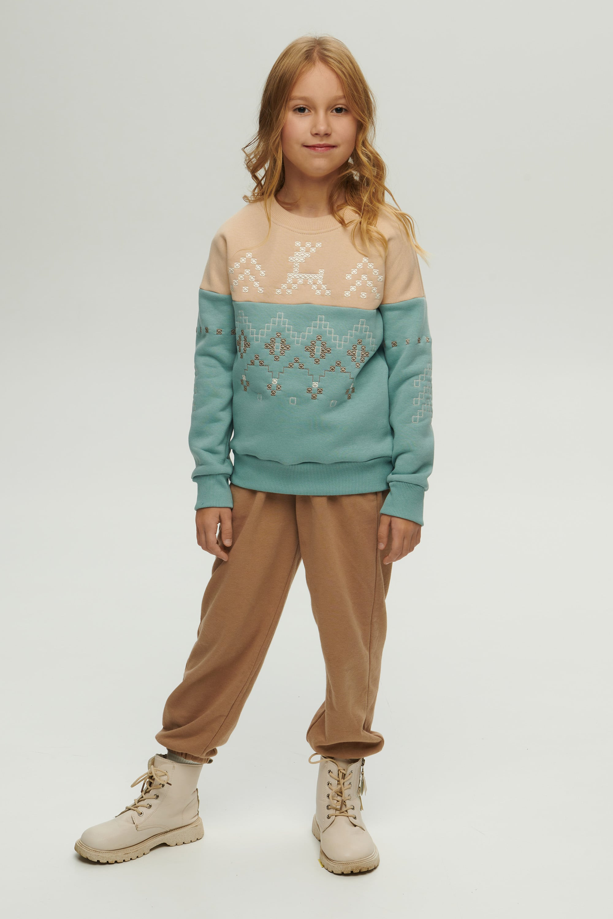 New Year's blue sweatshirt for a girl December | 80