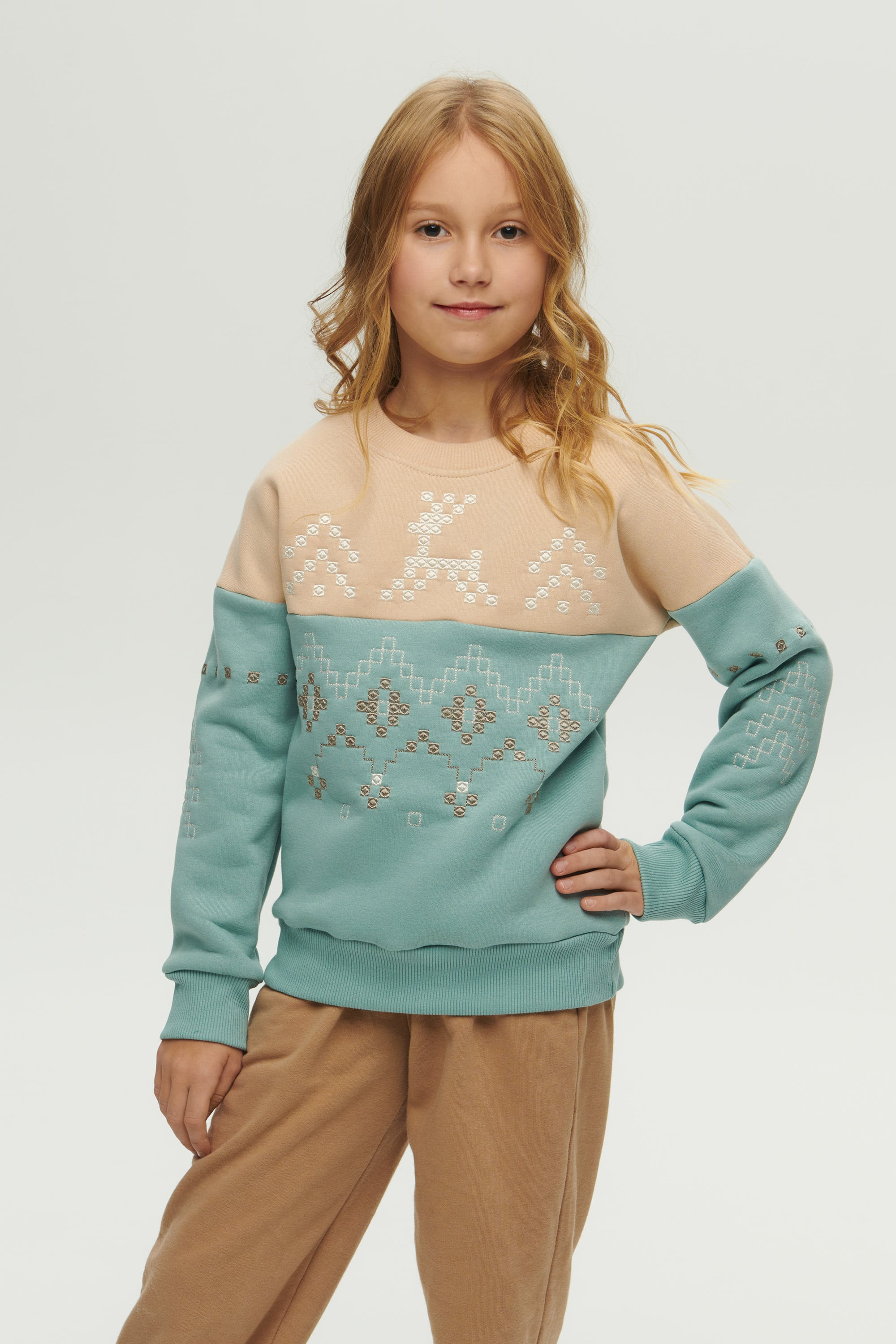 New Year's blue sweatshirt for a girl December