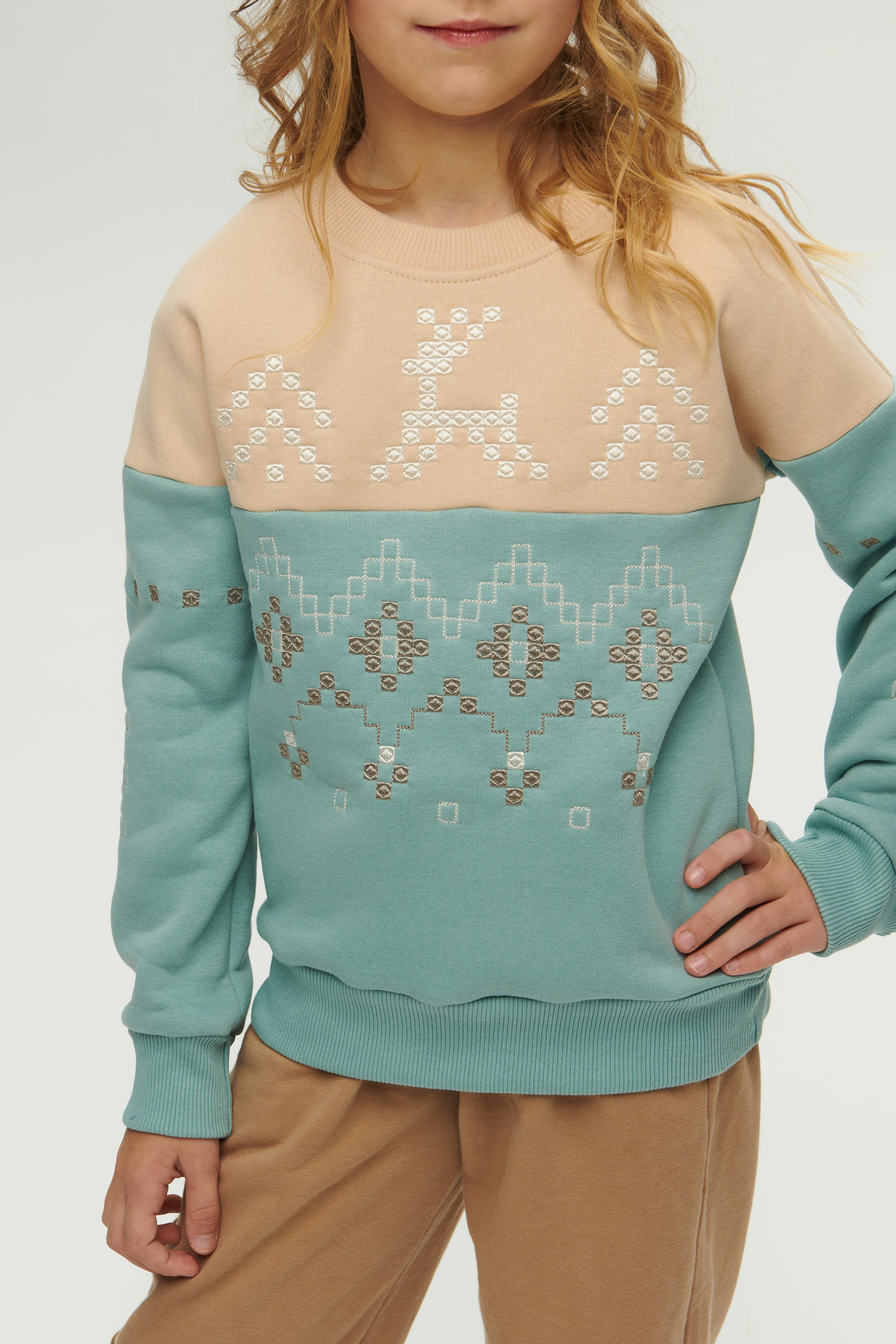 New Year's blue sweatshirt for a girl December | 80