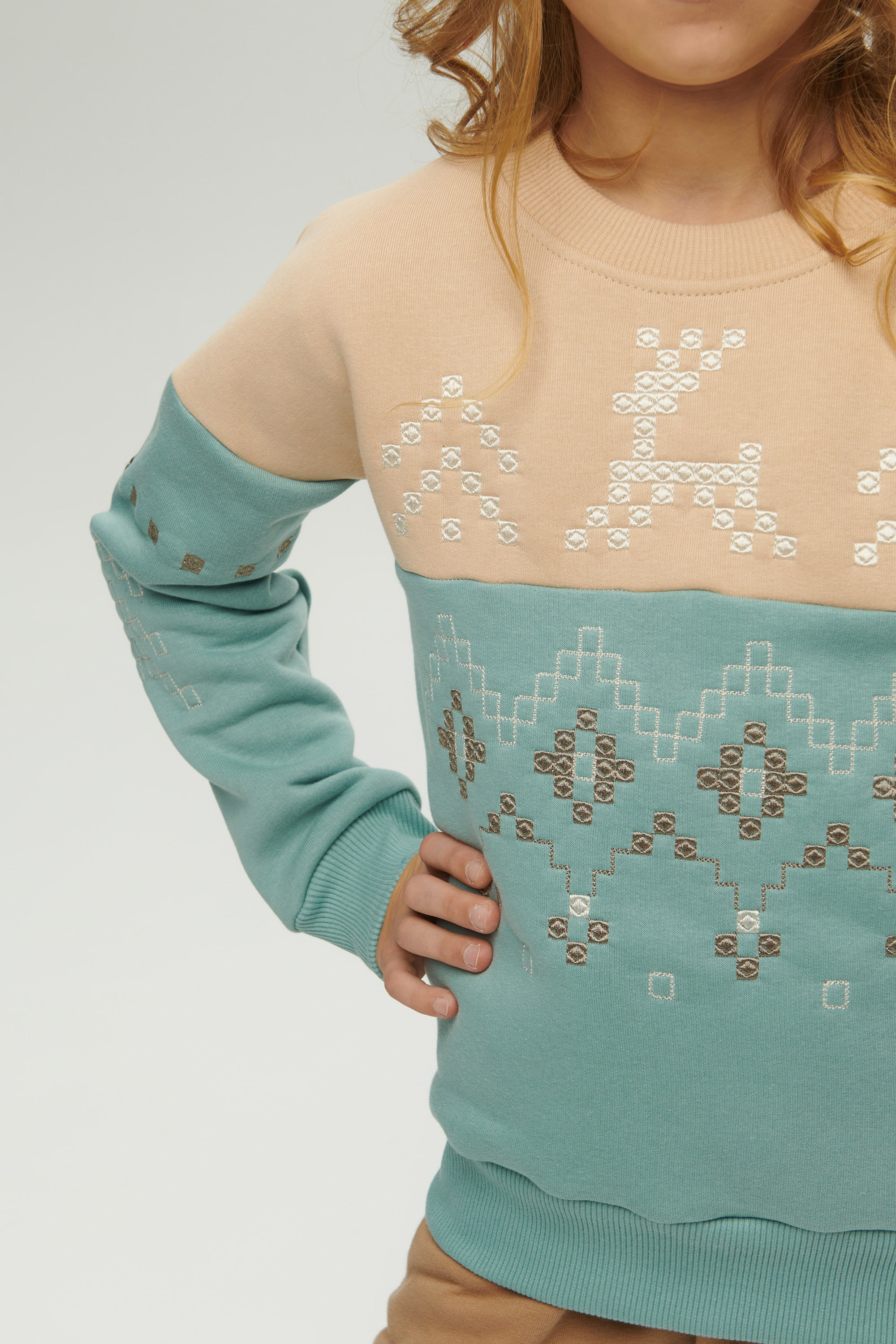 New Year's blue sweatshirt for a girl December