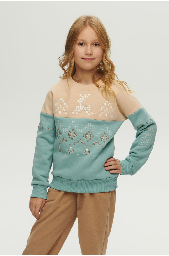New Year's blue sweatshirt for a girl December | 80