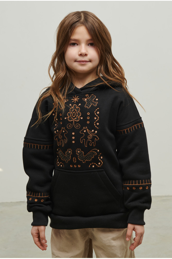 Black hoodie for girls Svyatko | 110
