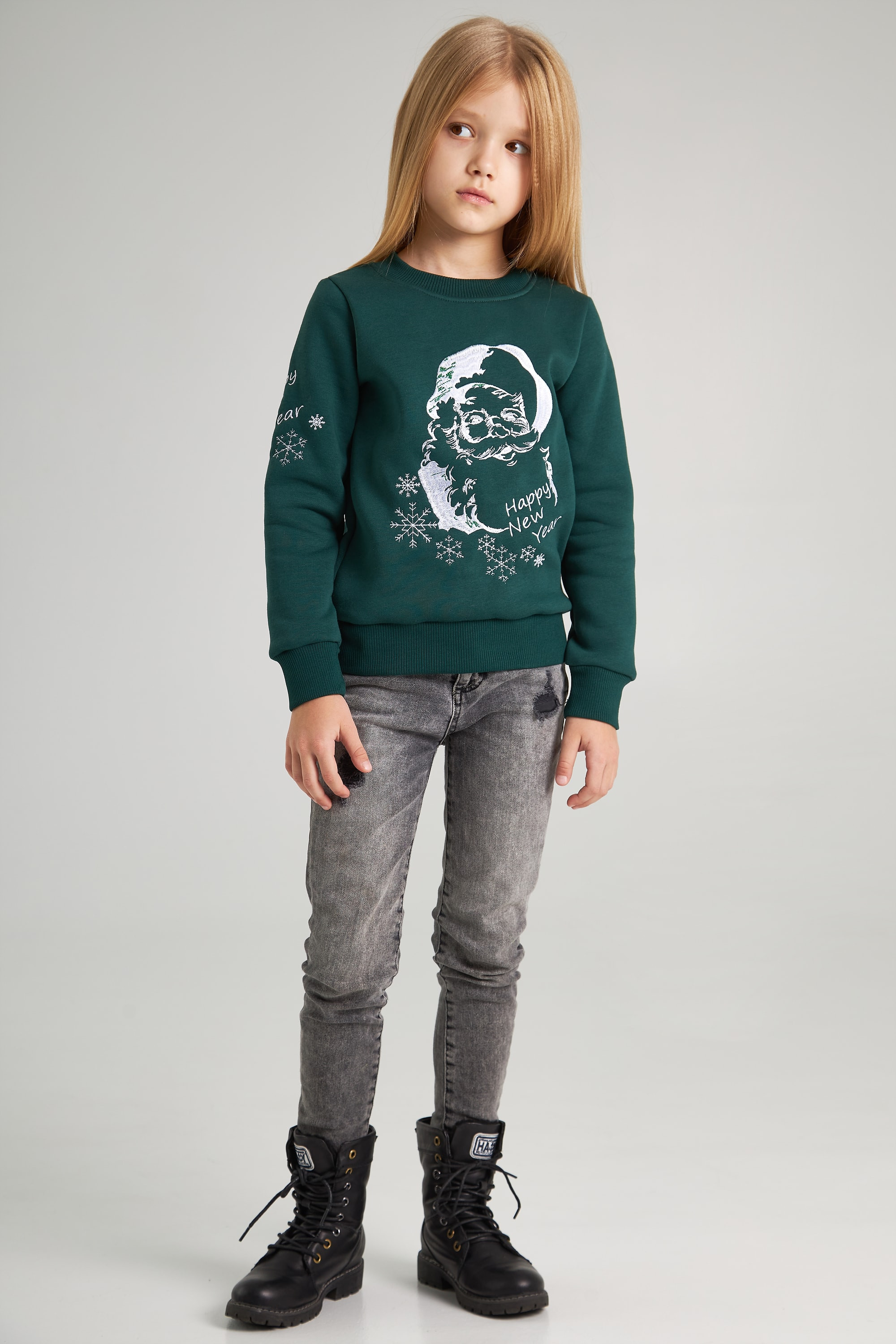 Christmas sweatshirt for girls Santa Claus Green