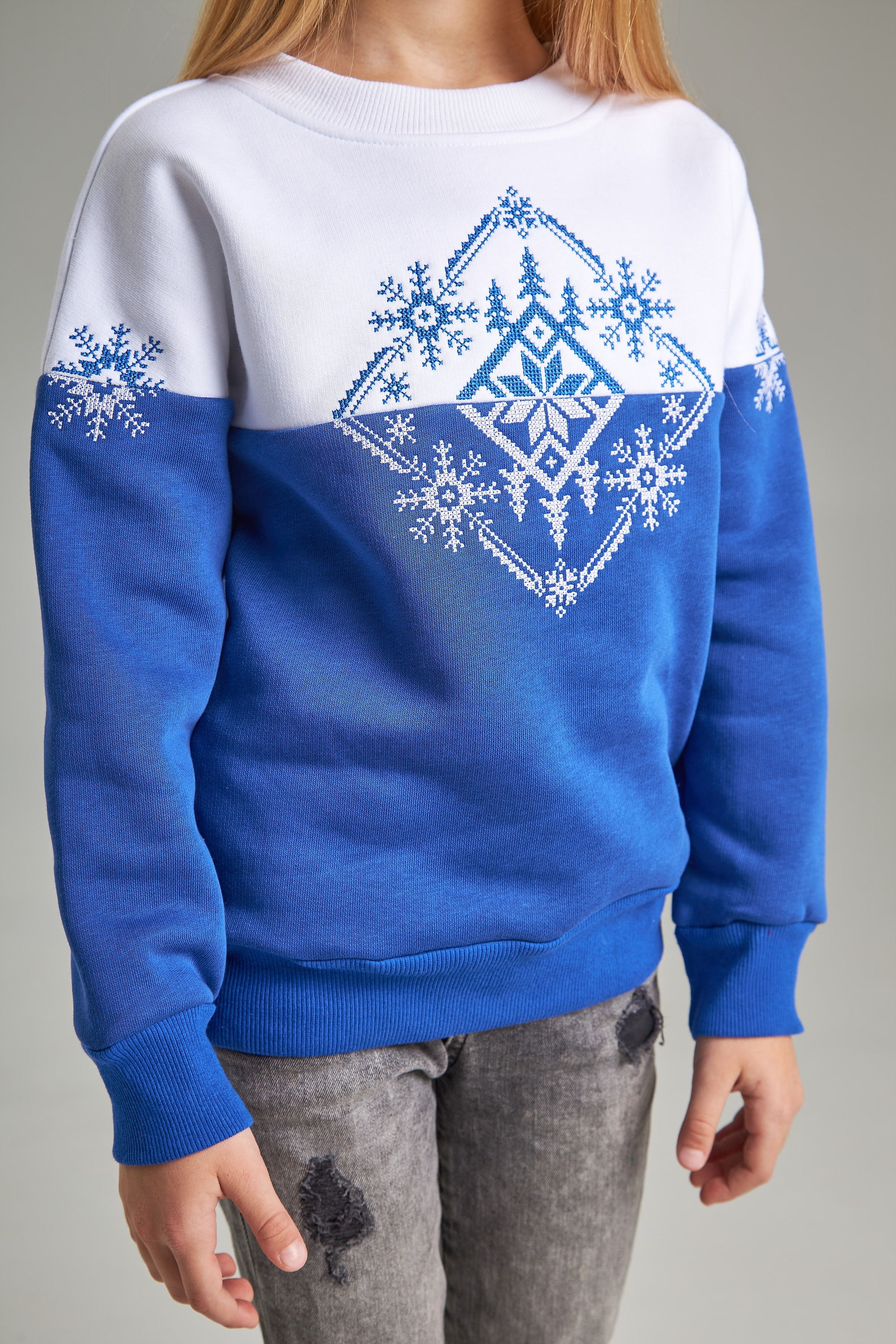 Christmas sweatshirt for girls snowflake Blue | 80