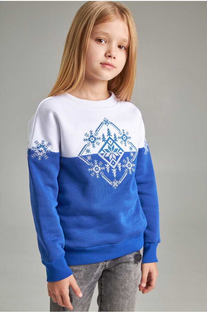 Christmas sweatshirt for girls snowflake Blue | 80