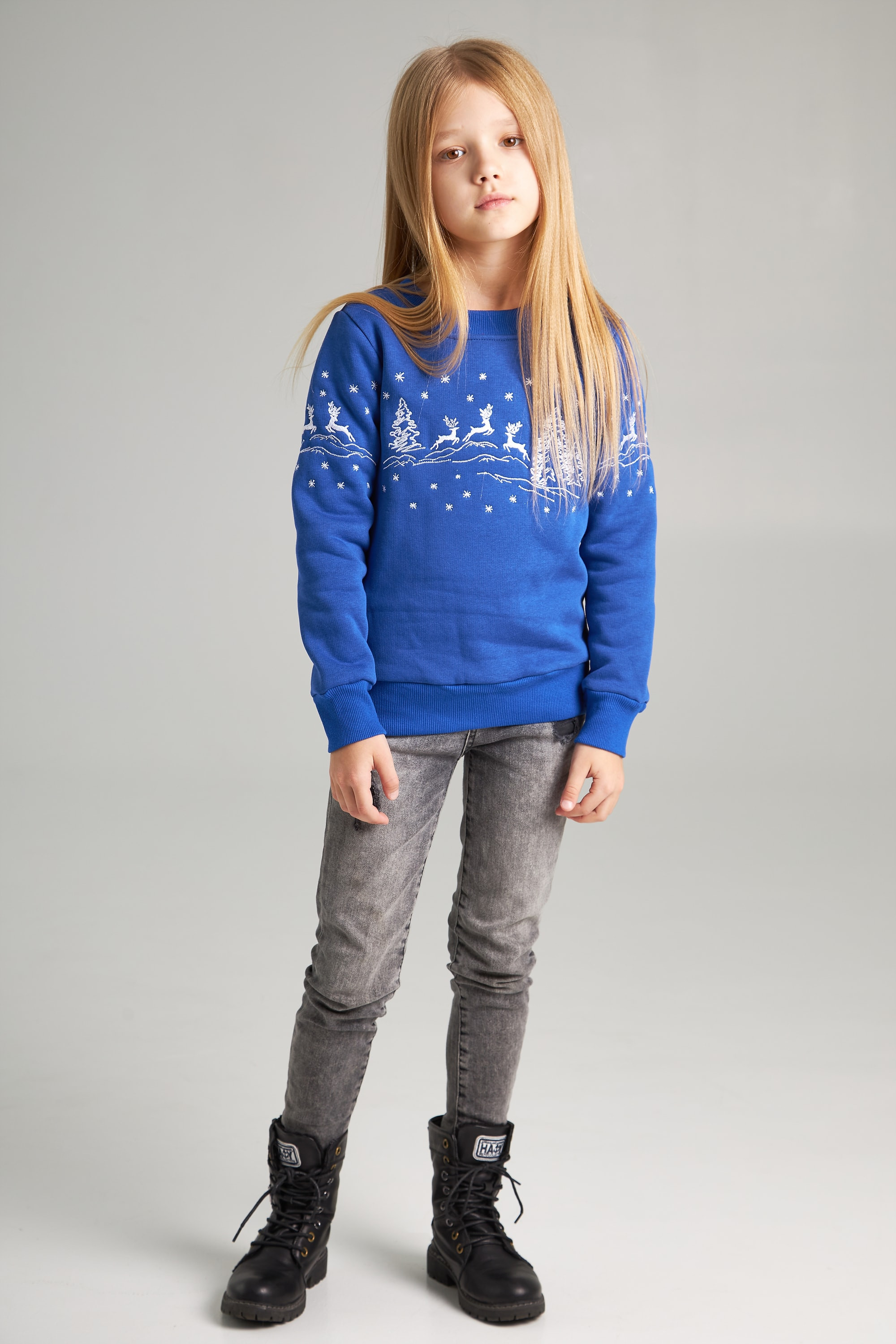 Christmas sweatshirt for a girl deer, electrician