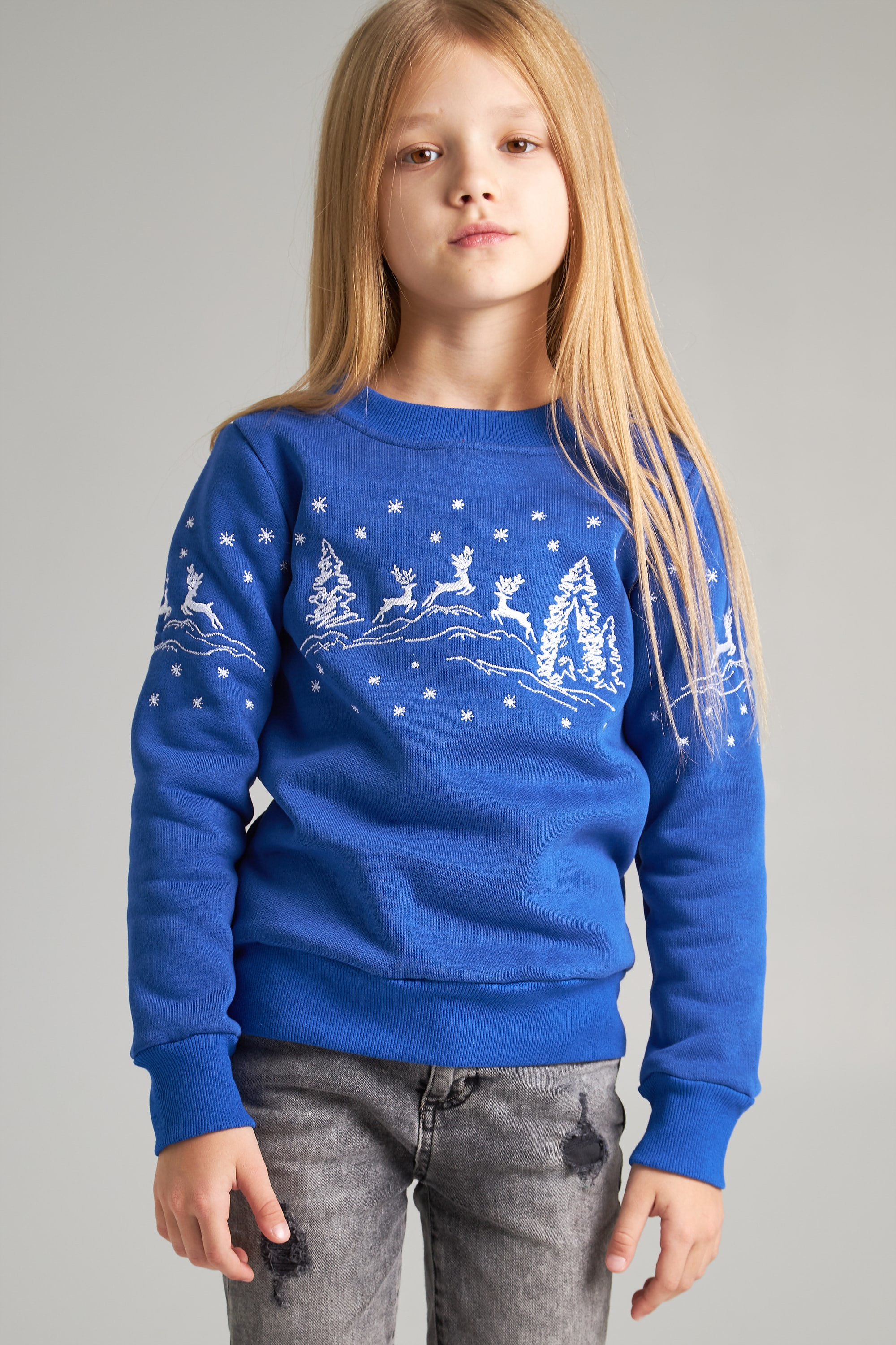 Christmas sweatshirt for a girl deer, electrician