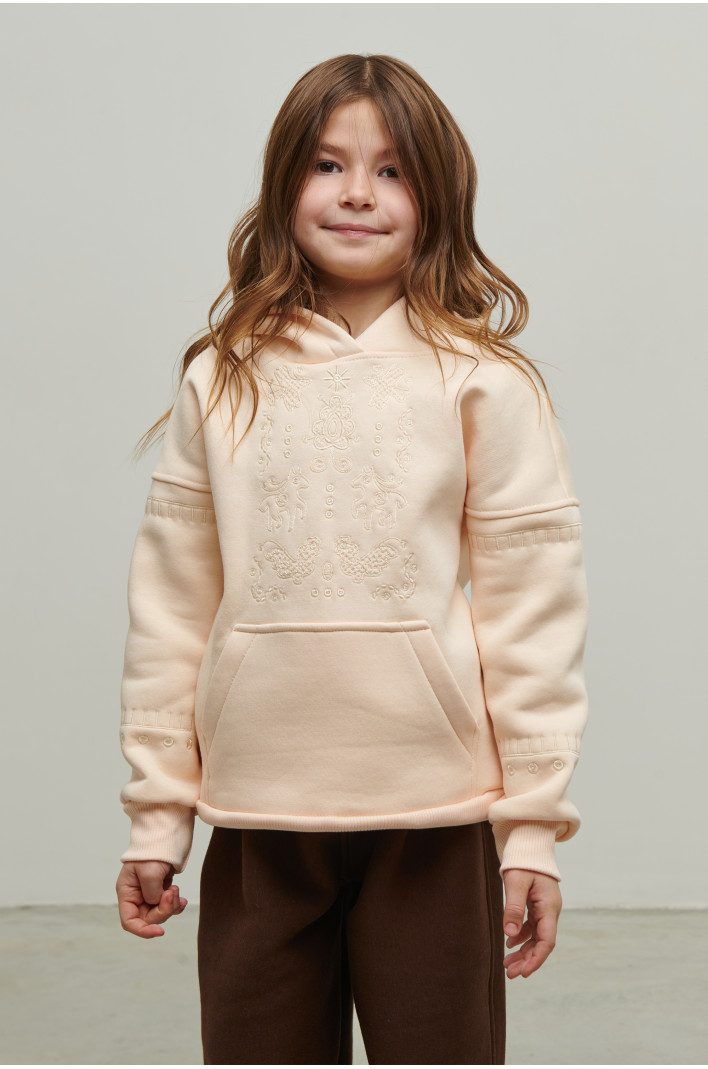 Beige hoodie for girls Svyatko | 110