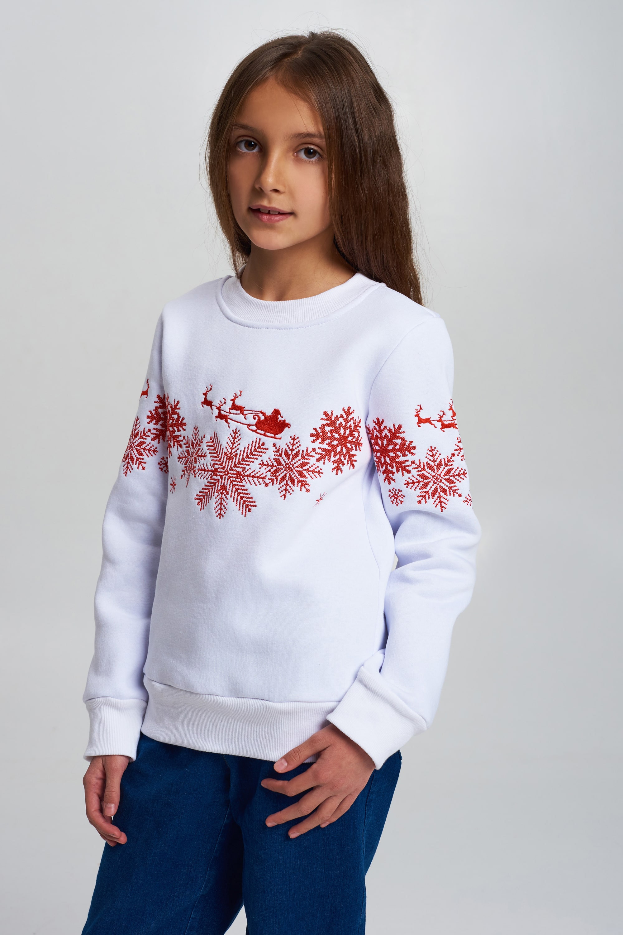 Christmas sweatshirt for a girl white | 80