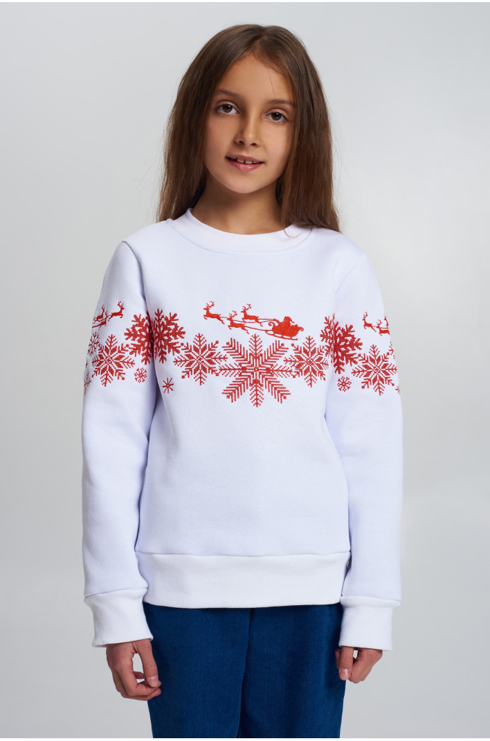 Christmas sweatshirt for a girl white | 80