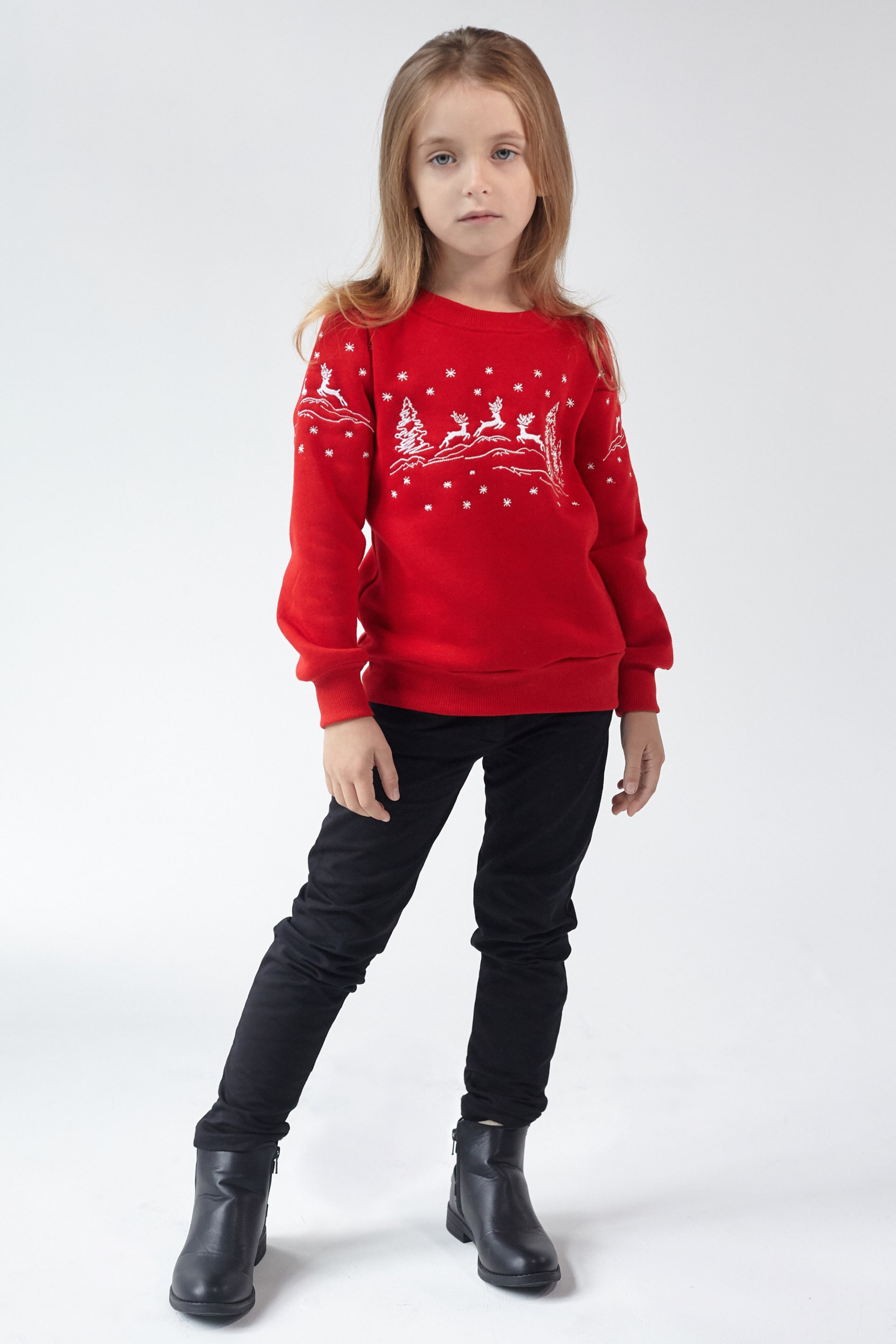 Christmas sweatshirt for girl deer Red