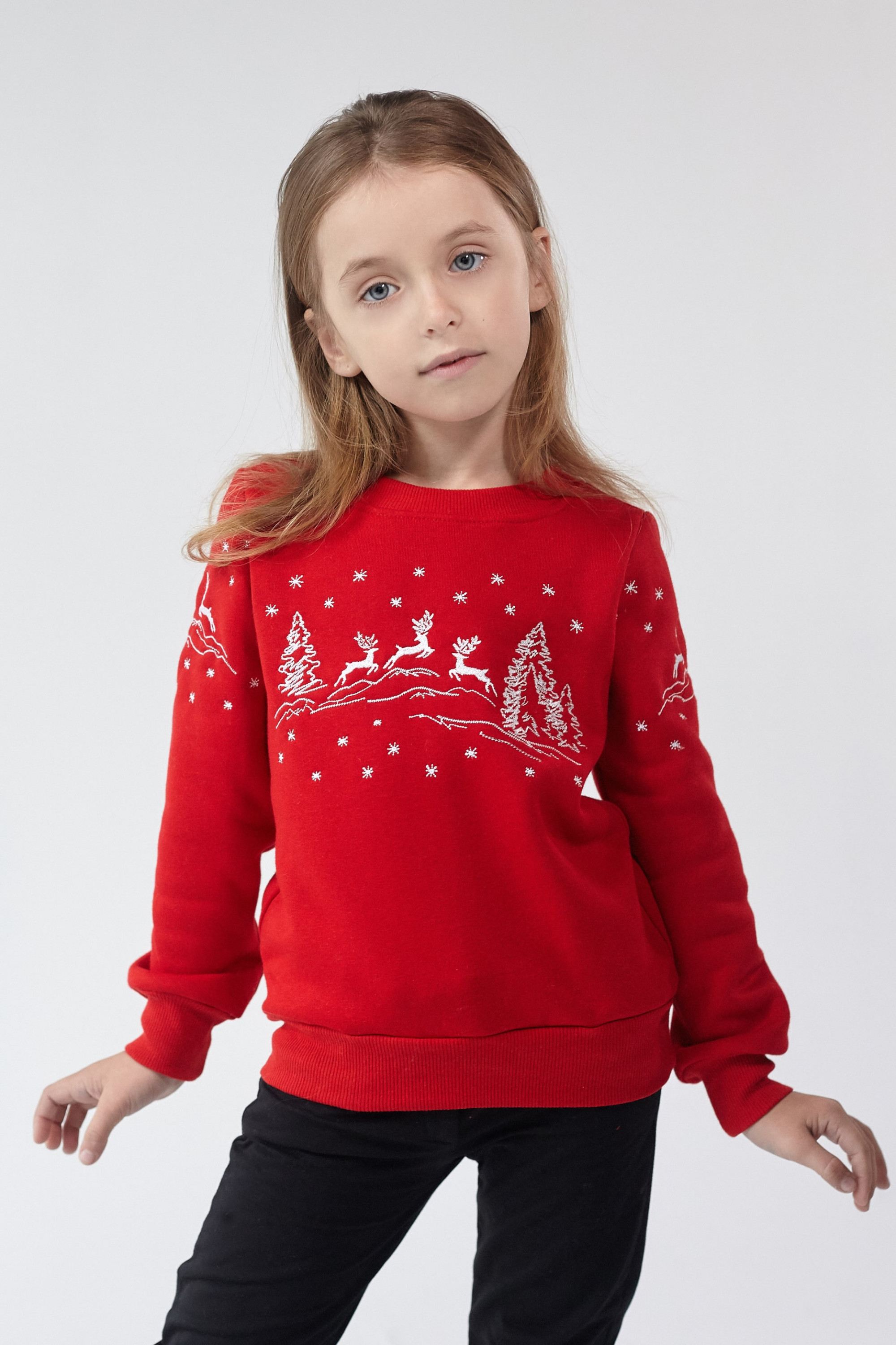 Christmas sweatshirt for girl deer Red