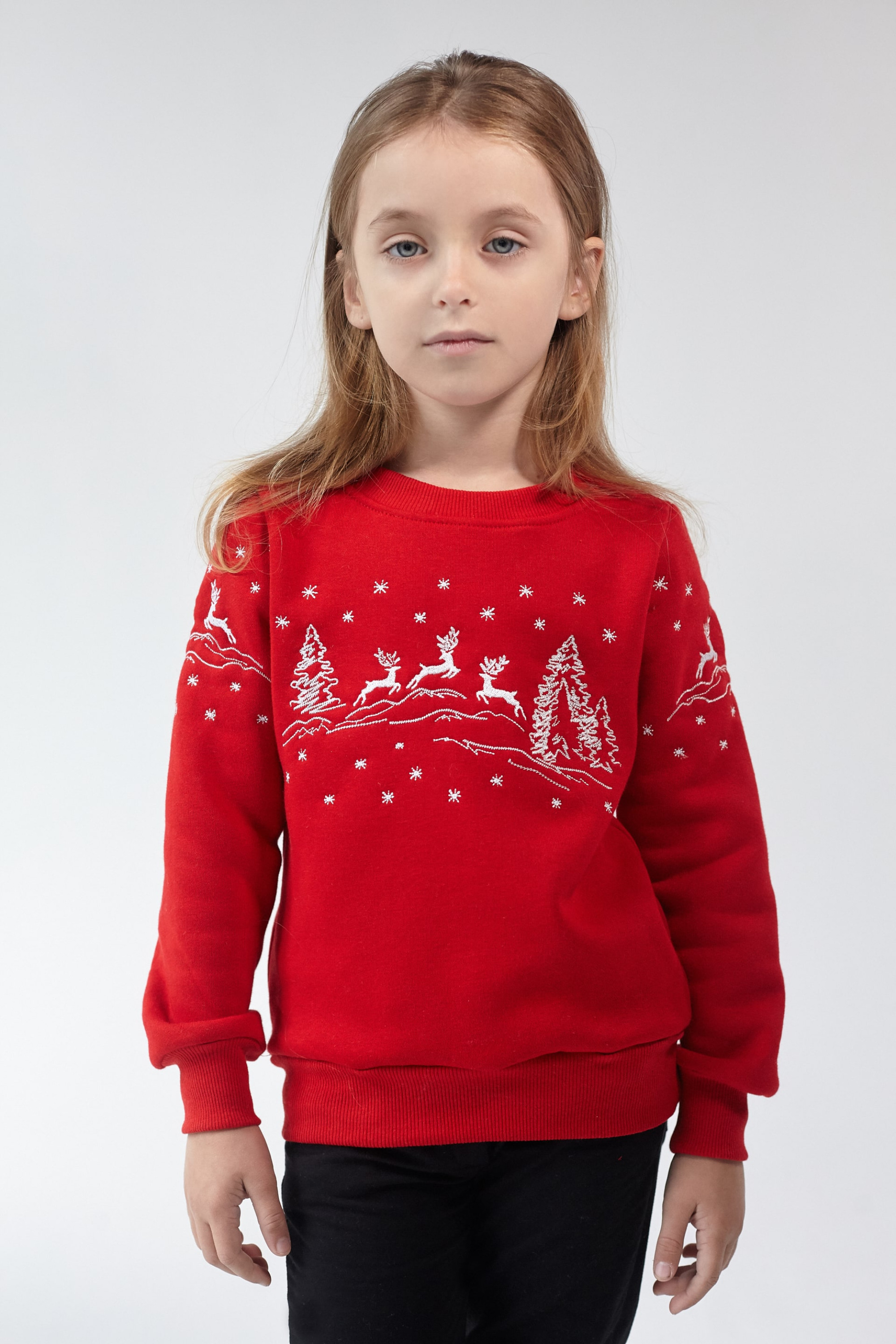 Christmas sweatshirt for girl deer Red | 80