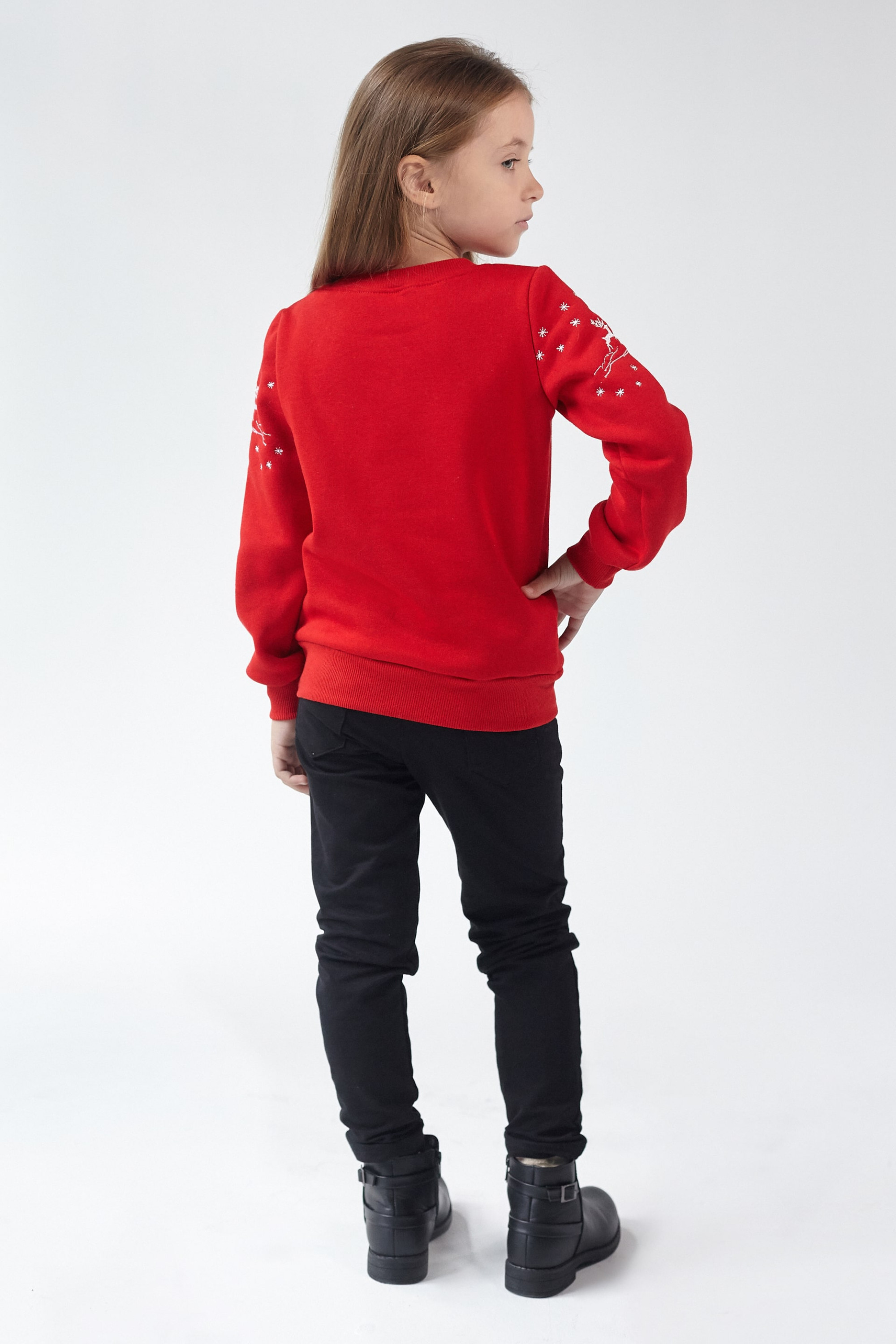 Christmas sweatshirt for girl deer Red | 80