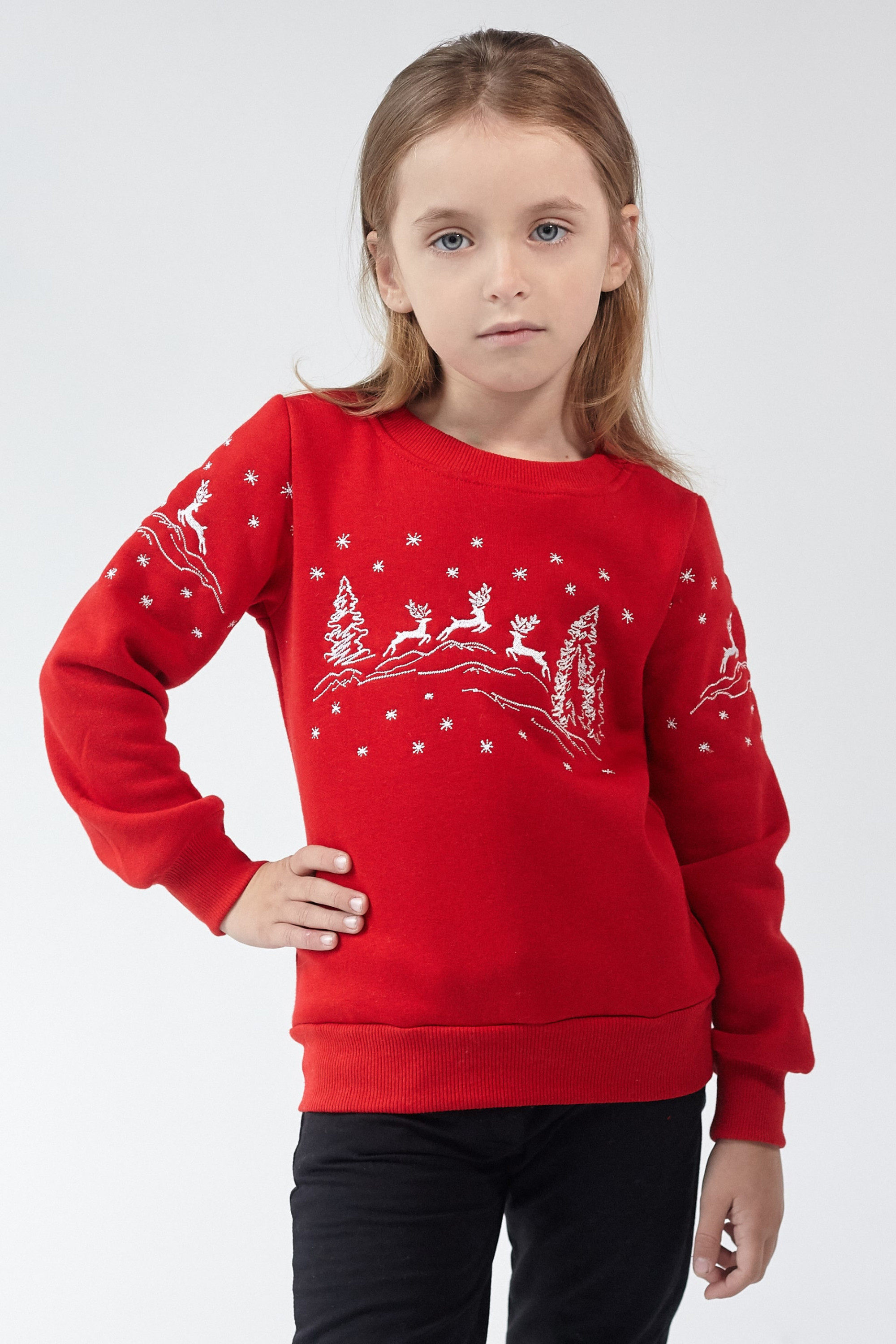 Christmas sweatshirt for girl deer Red
