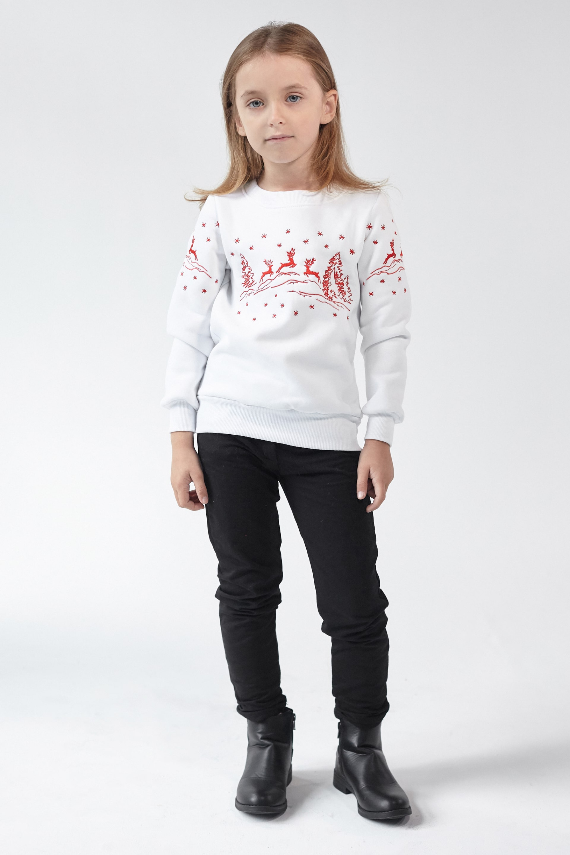 Christmas sweatshirt for girls with deer White