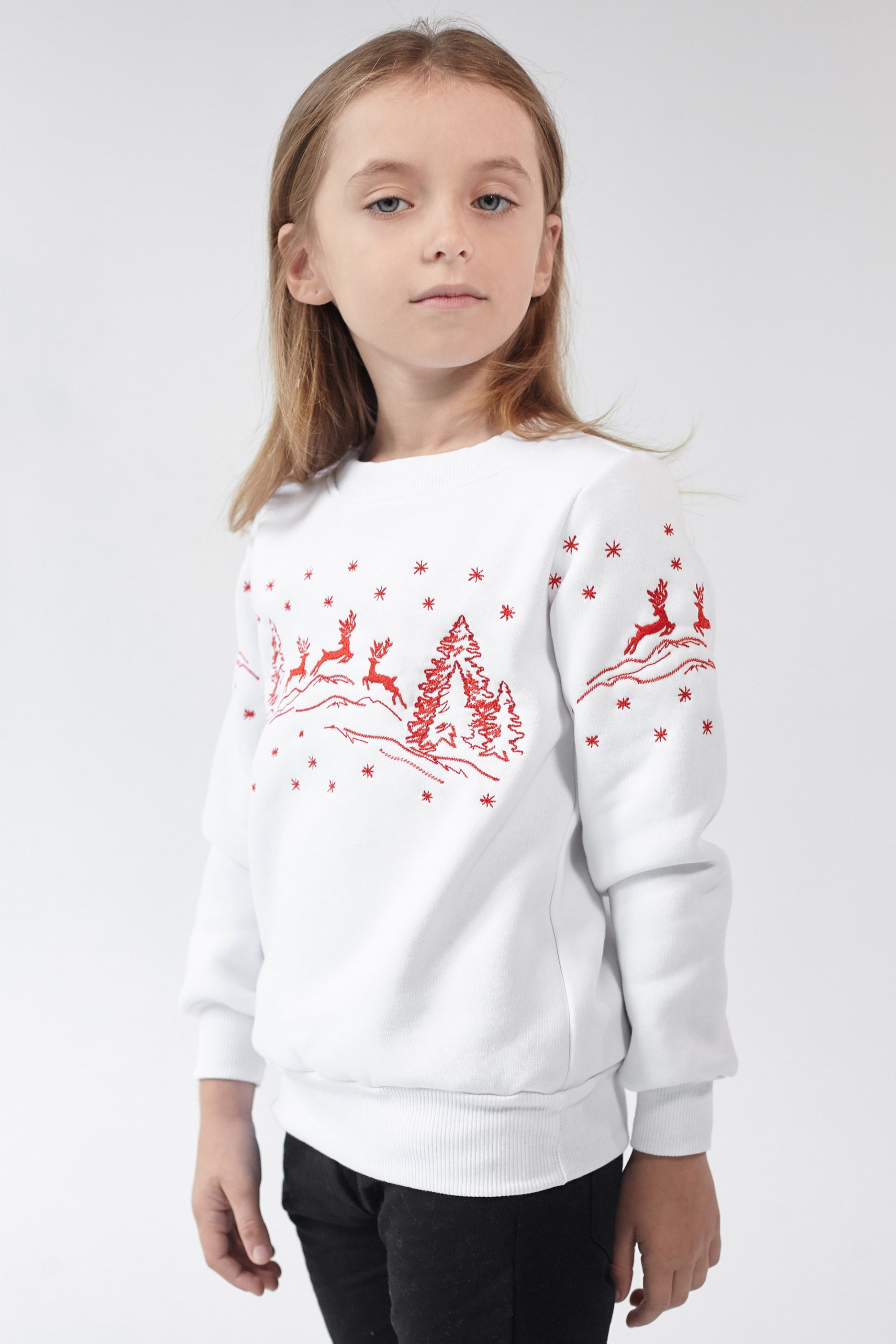 Christmas sweatshirt for girls with deer White