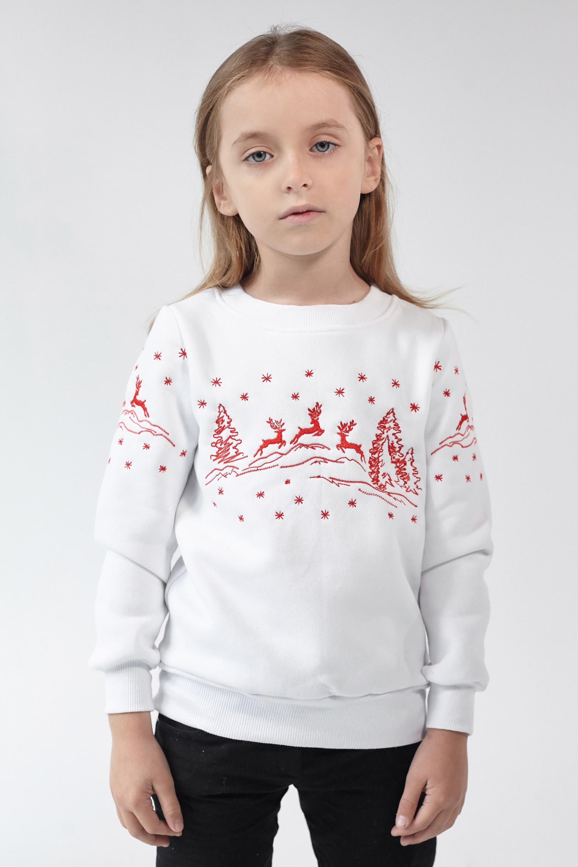 Christmas sweatshirt for girls with deer White