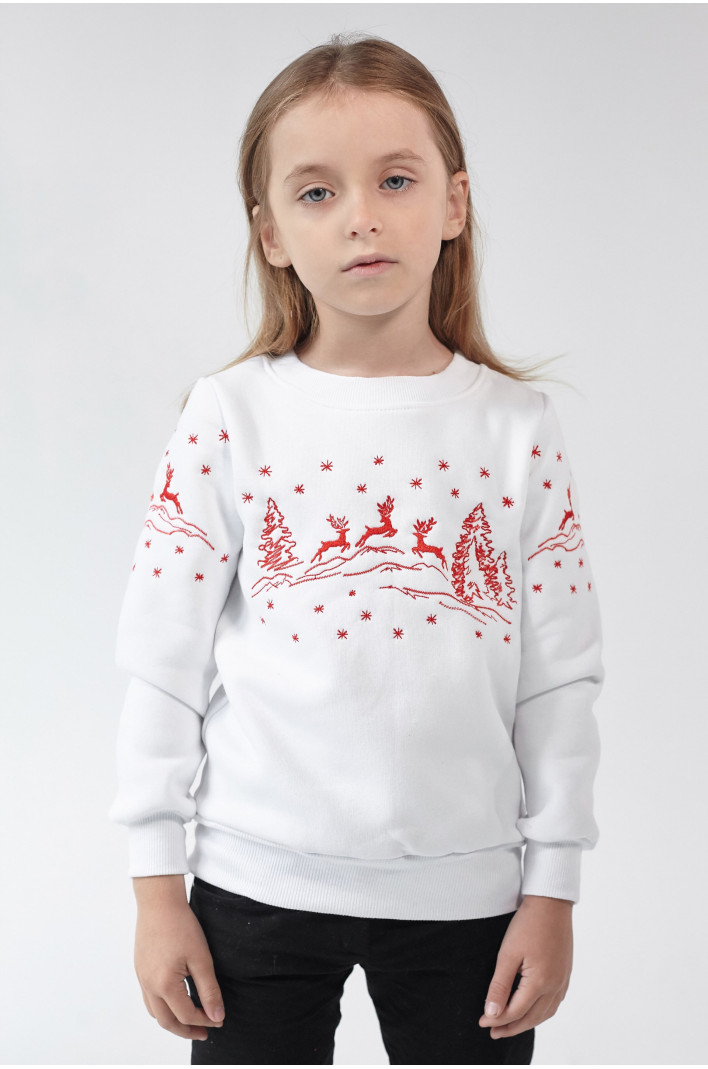 Christmas sweatshirt for girls with deer White | 80