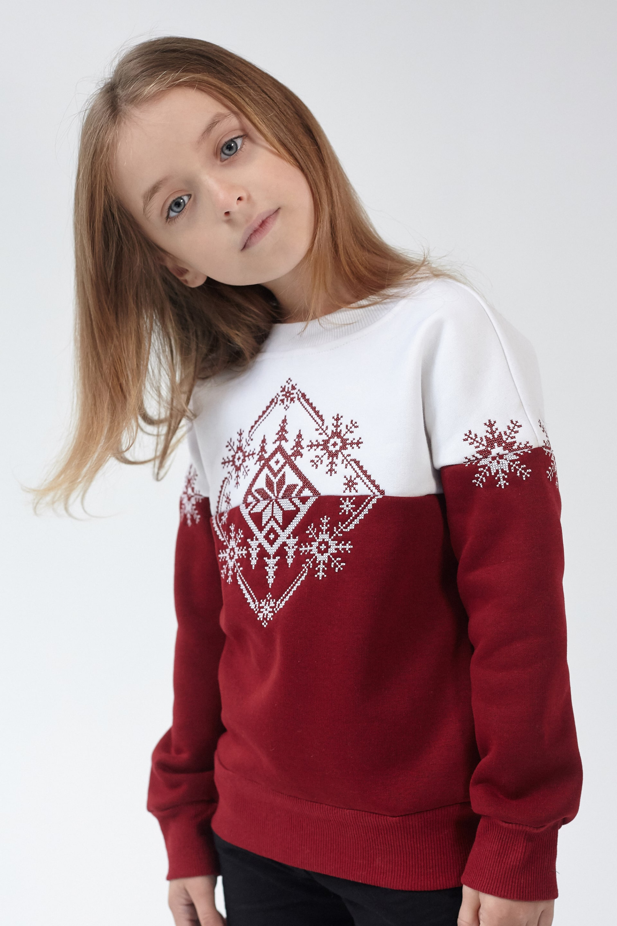 Christmas sweatshirts for a girl Burgundy Snowflake