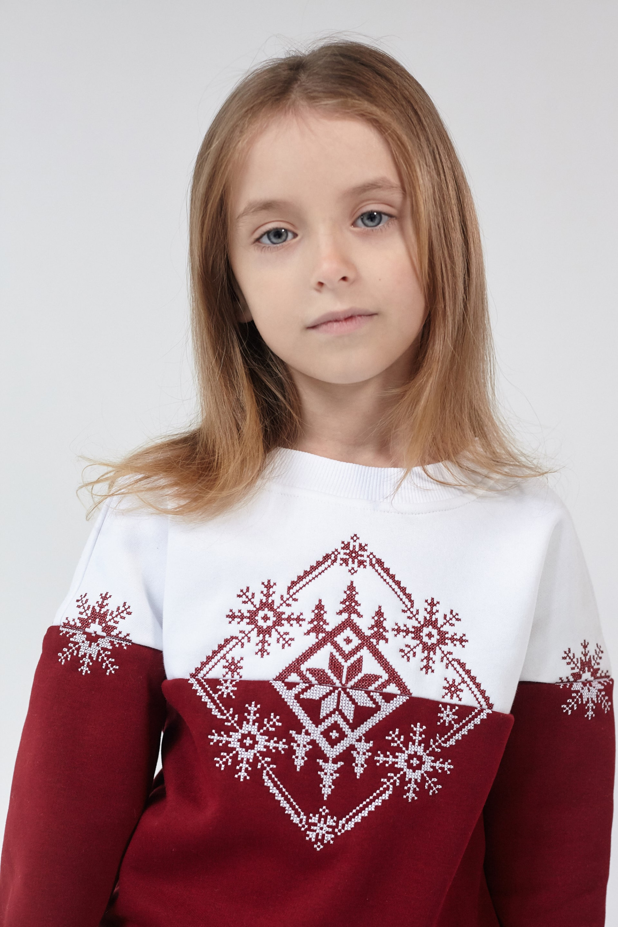 Christmas sweatshirts for a girl Burgundy Snowflake | 80