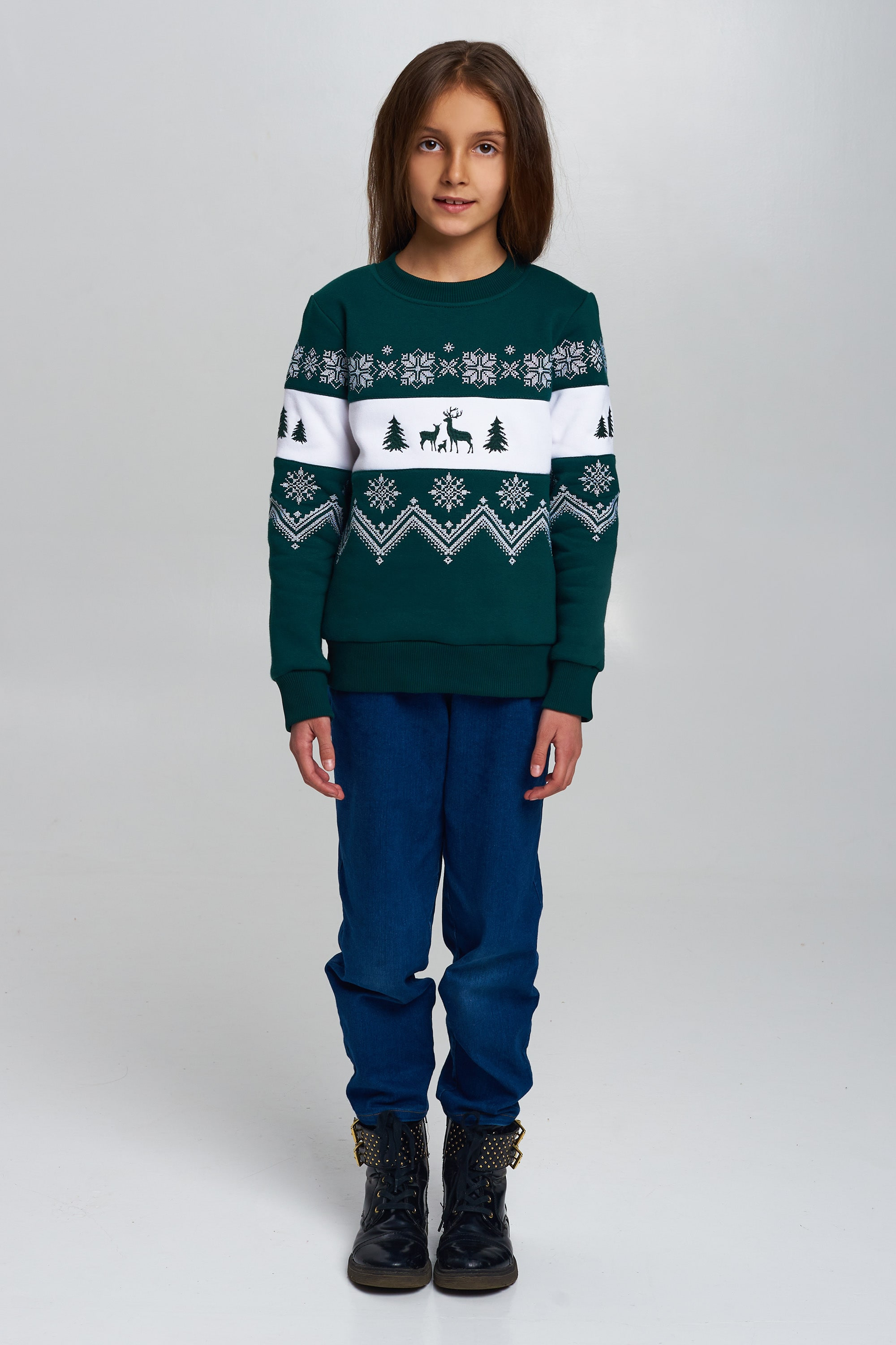 Christmas sweatshirt for girls green