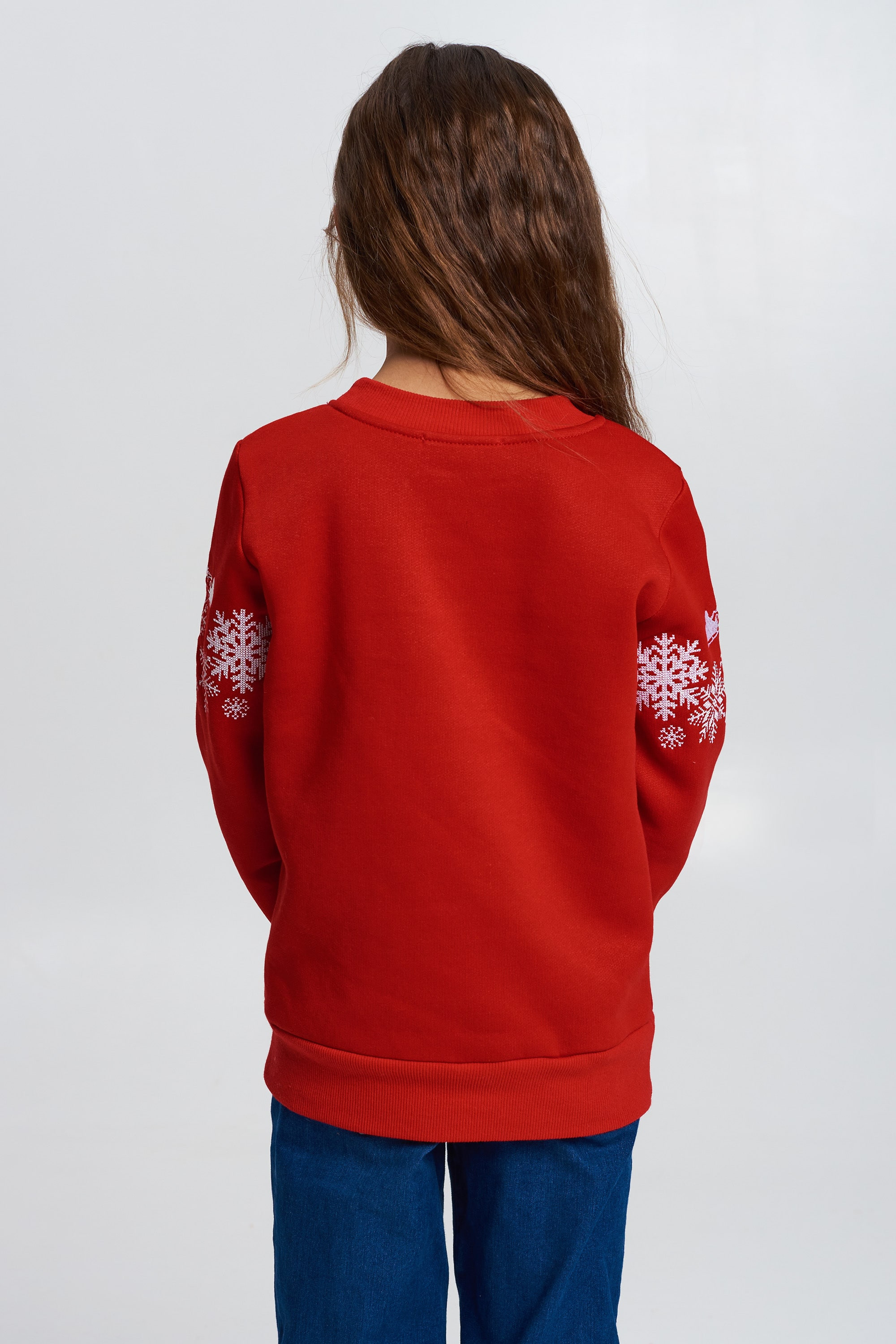 Christmas sweatshirt for a red girl with Santa Claus | 80