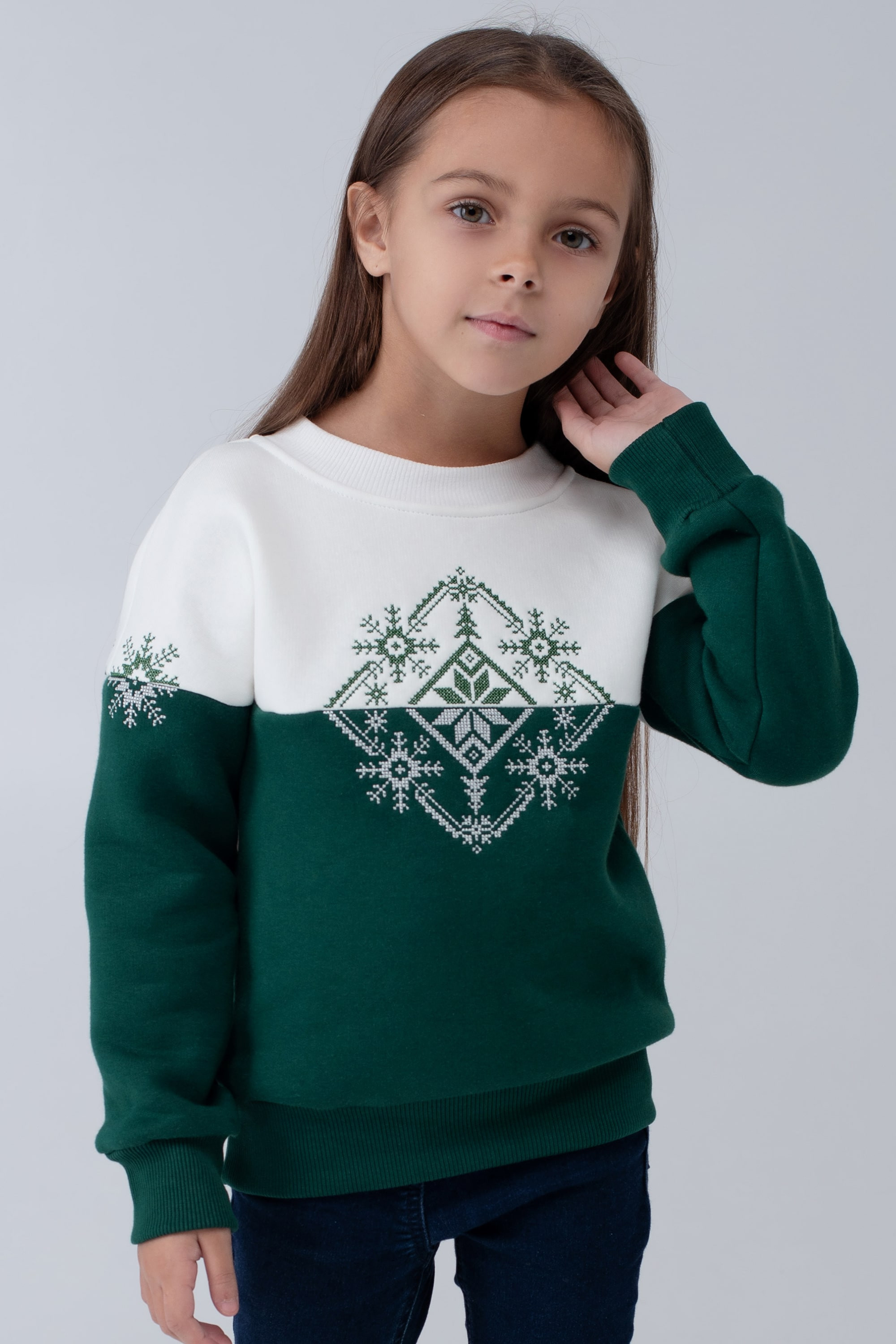 Christmas sweatshirt for girls snowflake Green
