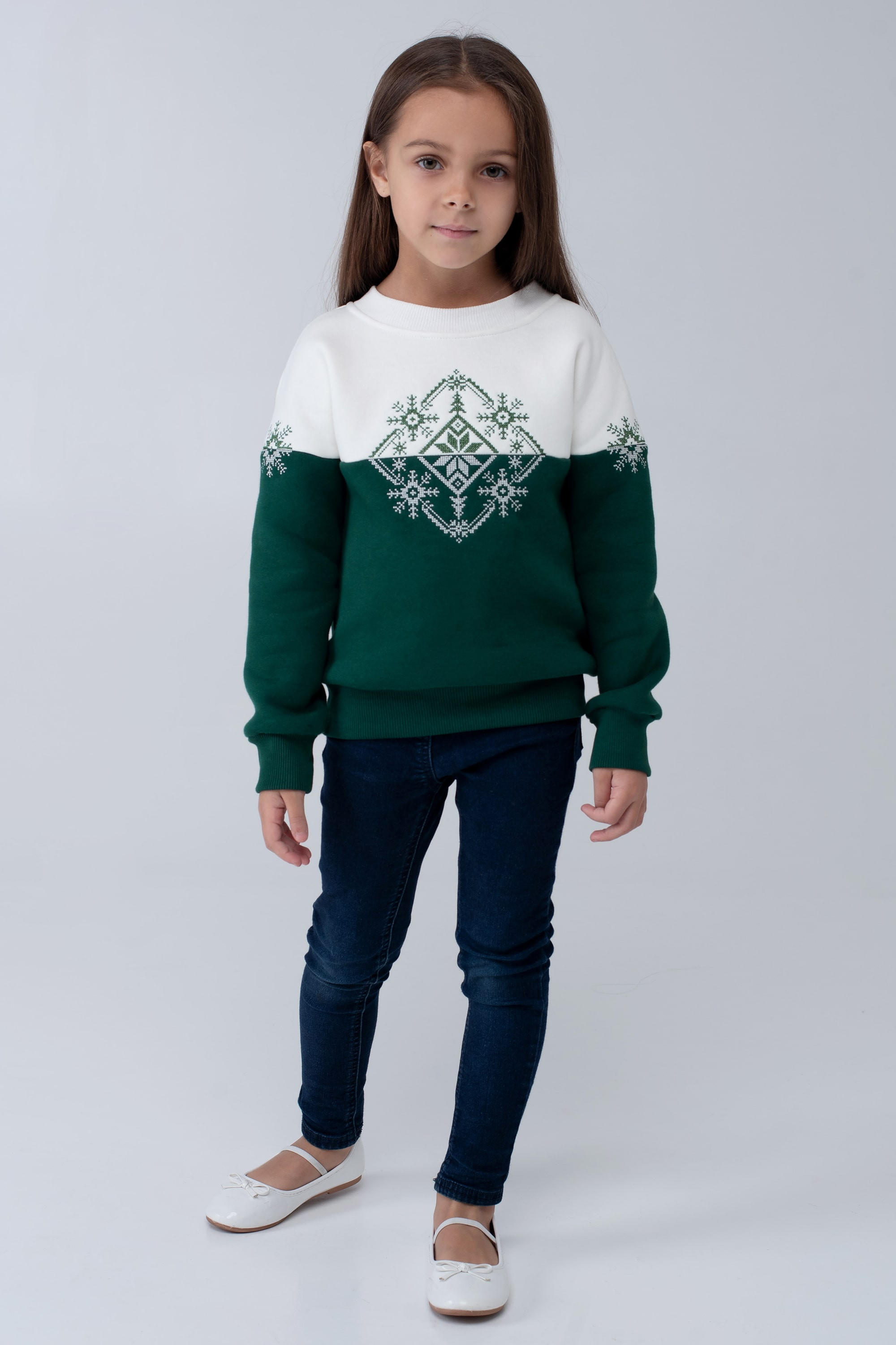 Christmas sweatshirt for girls snowflake Green