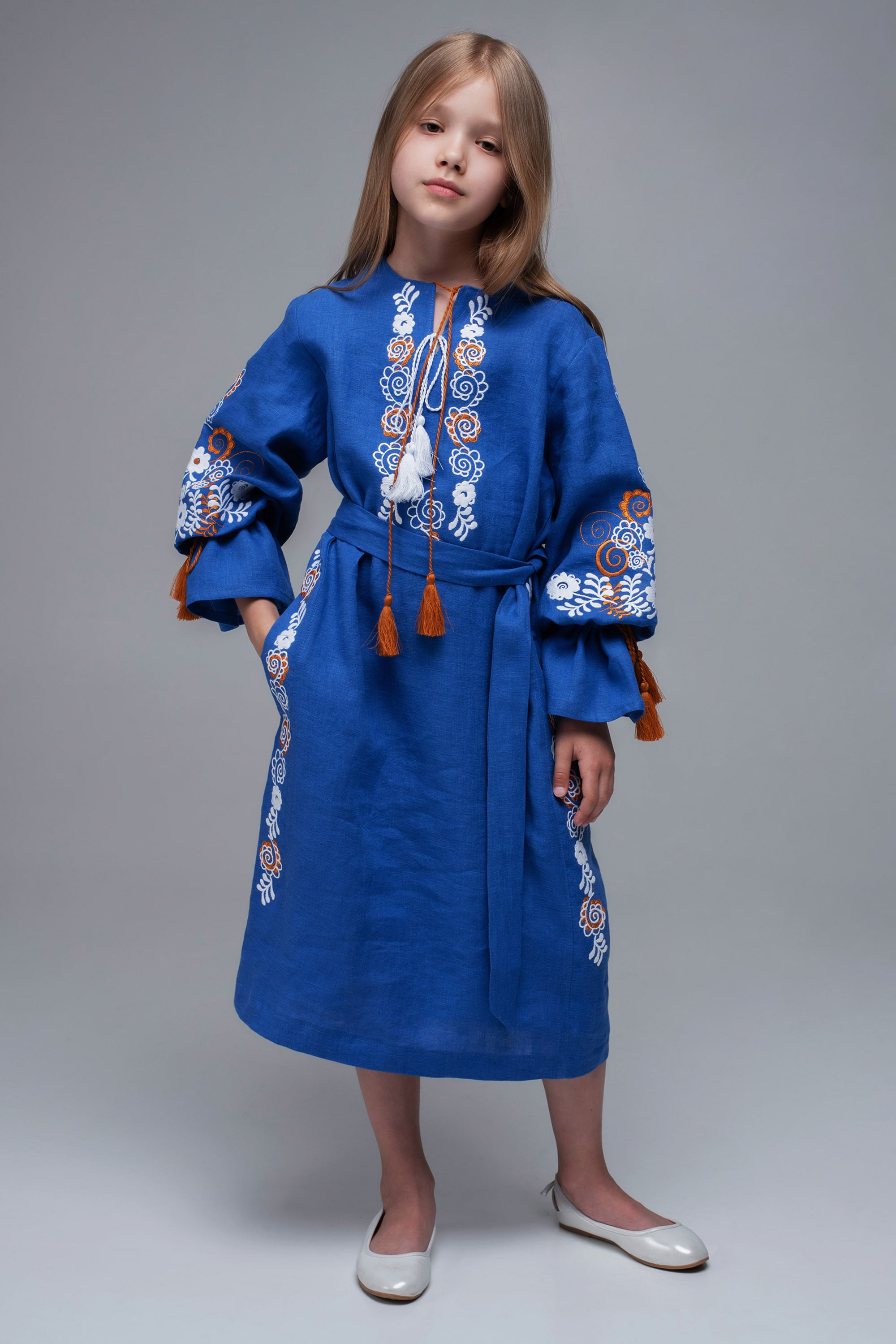 Embroidered dress for girls Blue/Elektrik Embroidered dress for girls Blue/Elektrik