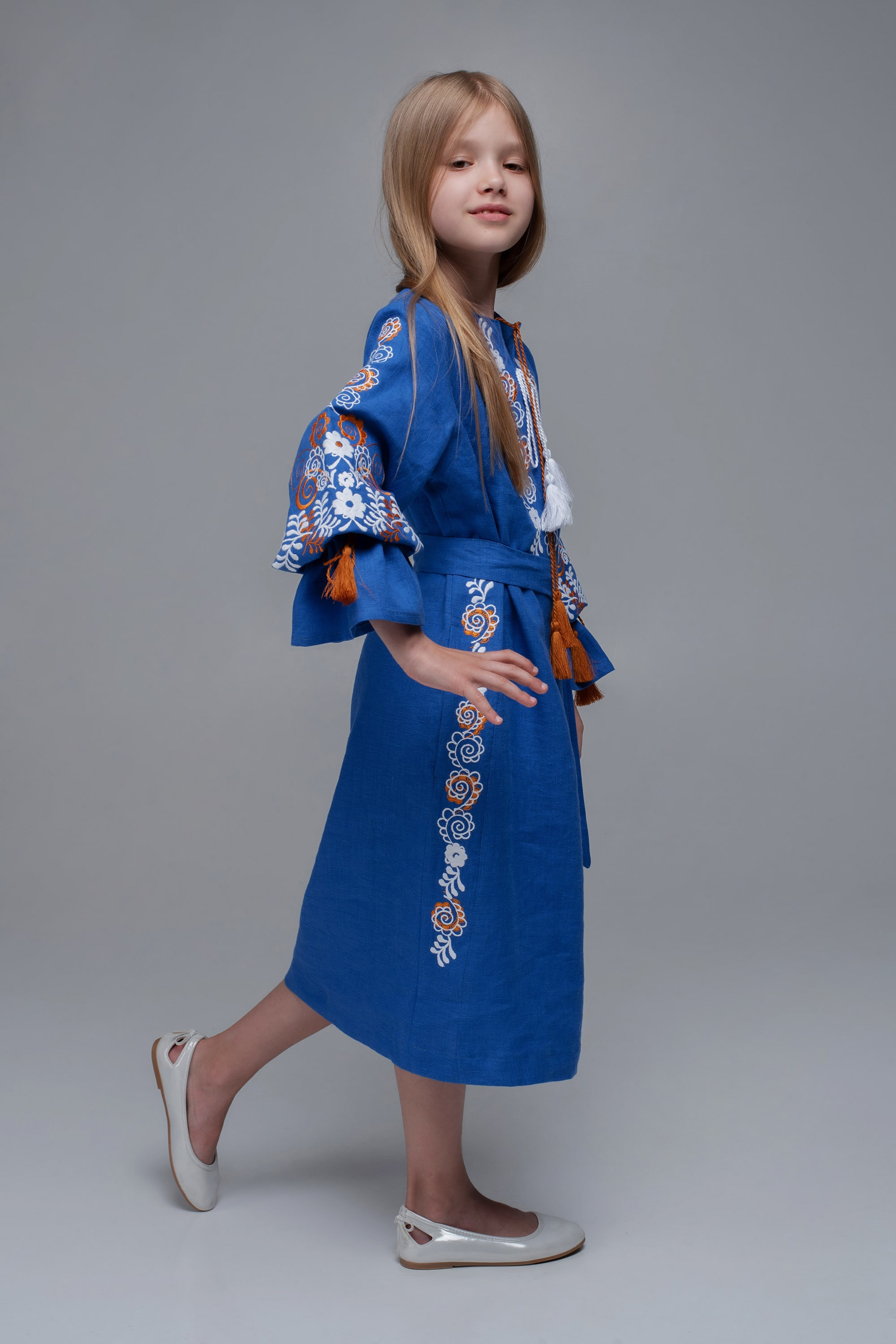 Embroidered dress for girls Blue/Elektrik Embroidered dress for girls Blue/Elektrik