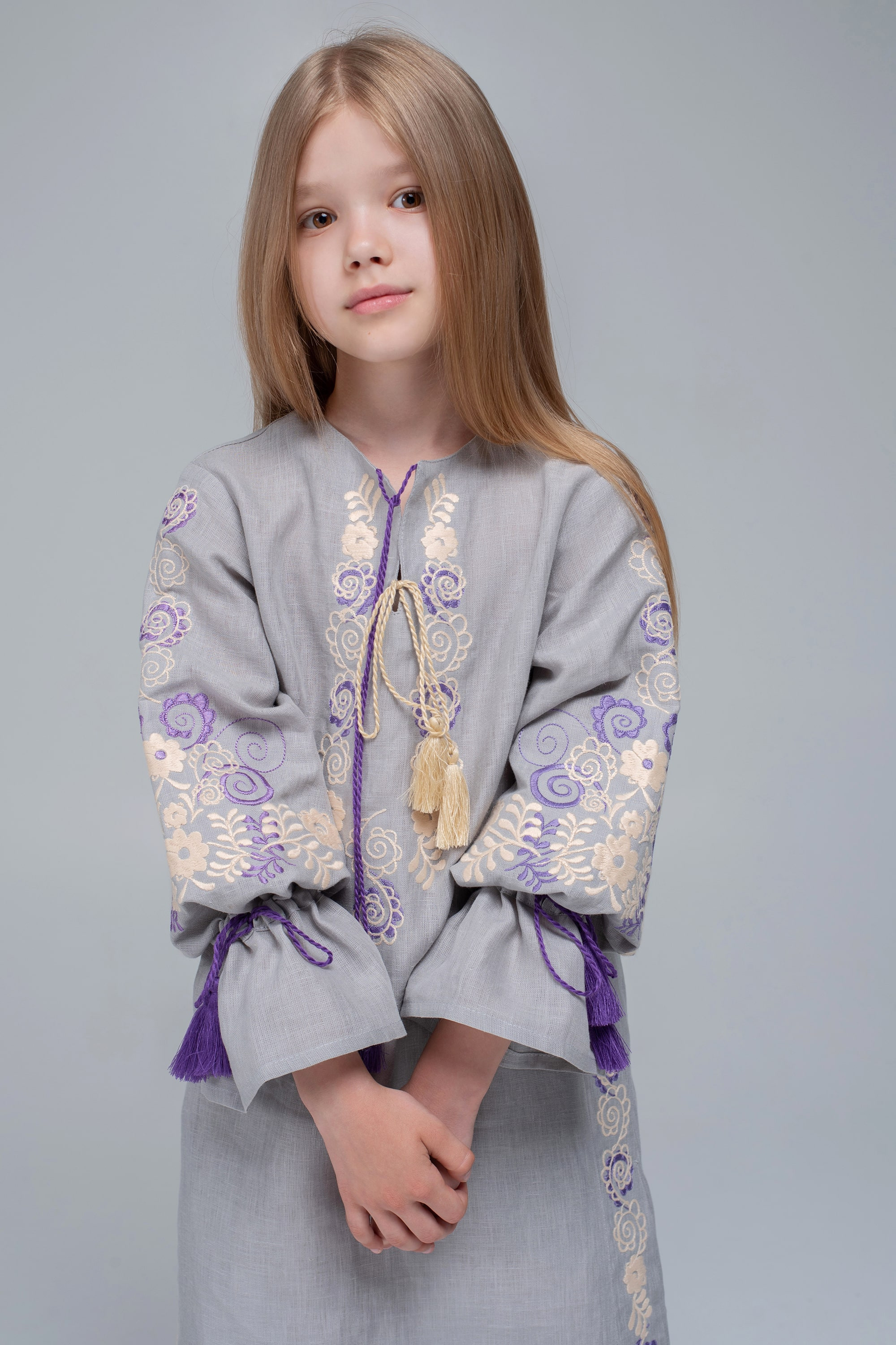 Embroidered dress for girls Gray1 Embroidered dress for girls Gray1