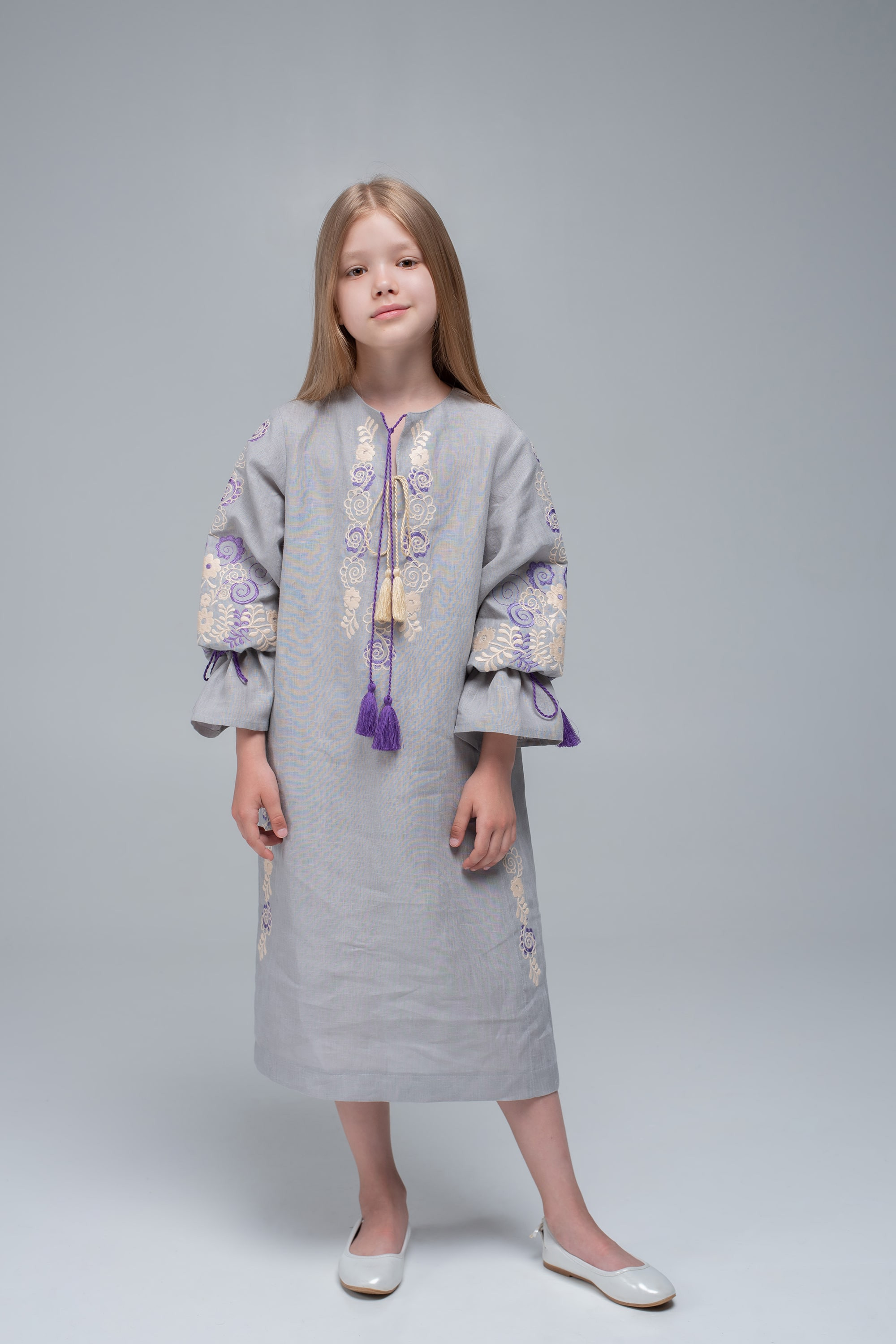 Embroidered dress for girls Gray1 Embroidered dress for girls Gray1