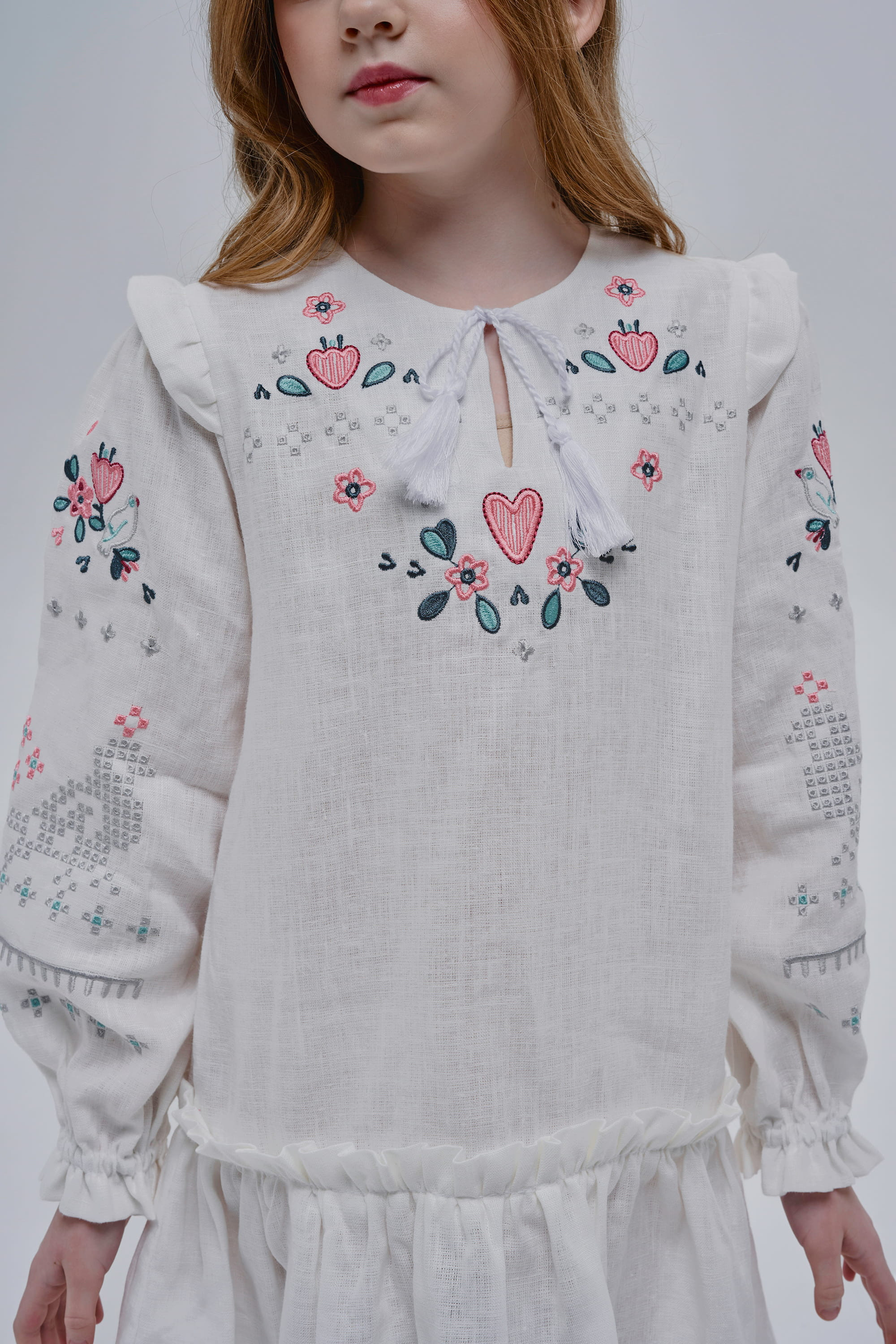 Embroidered white dress for girl Lyalya | 110