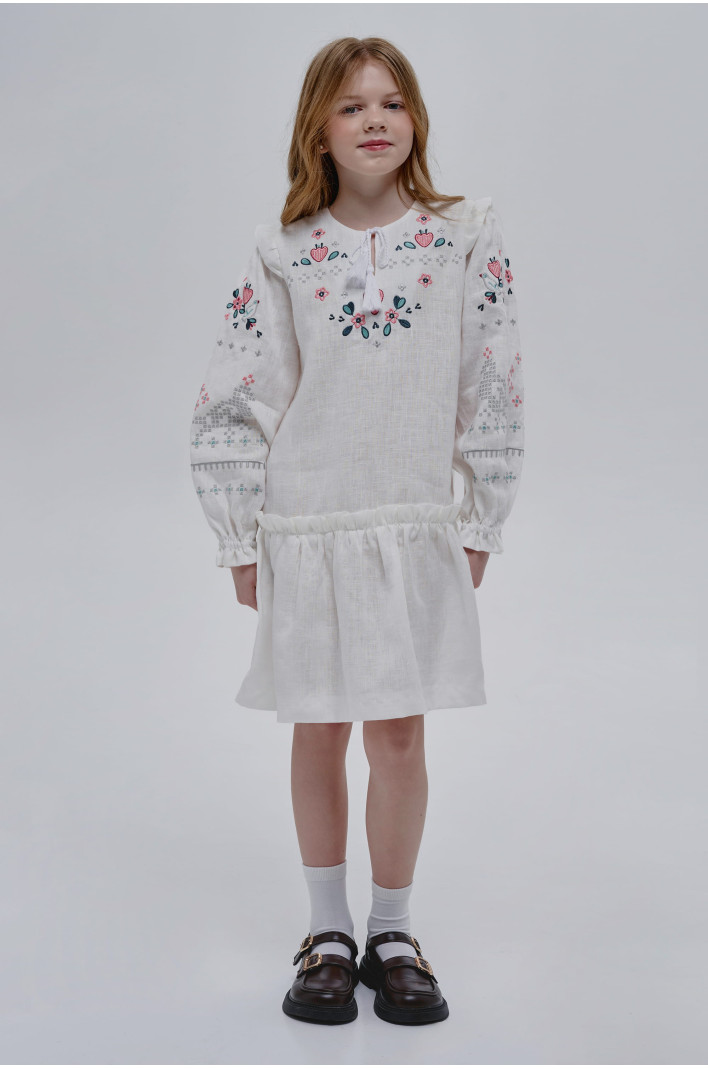 Embroidered white dress for girl Lyalya | 110