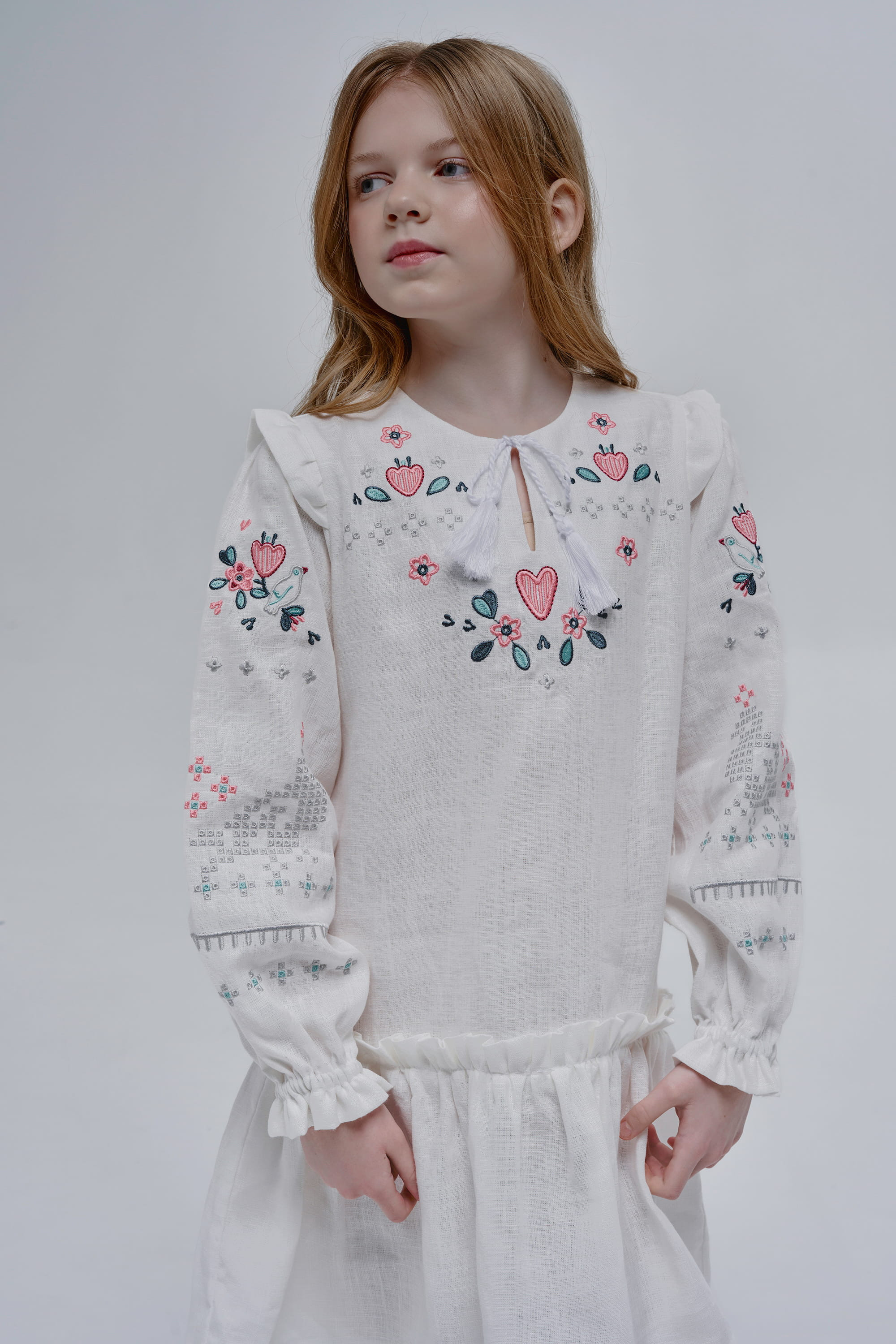 Embroidered white dress for girl Lyalya