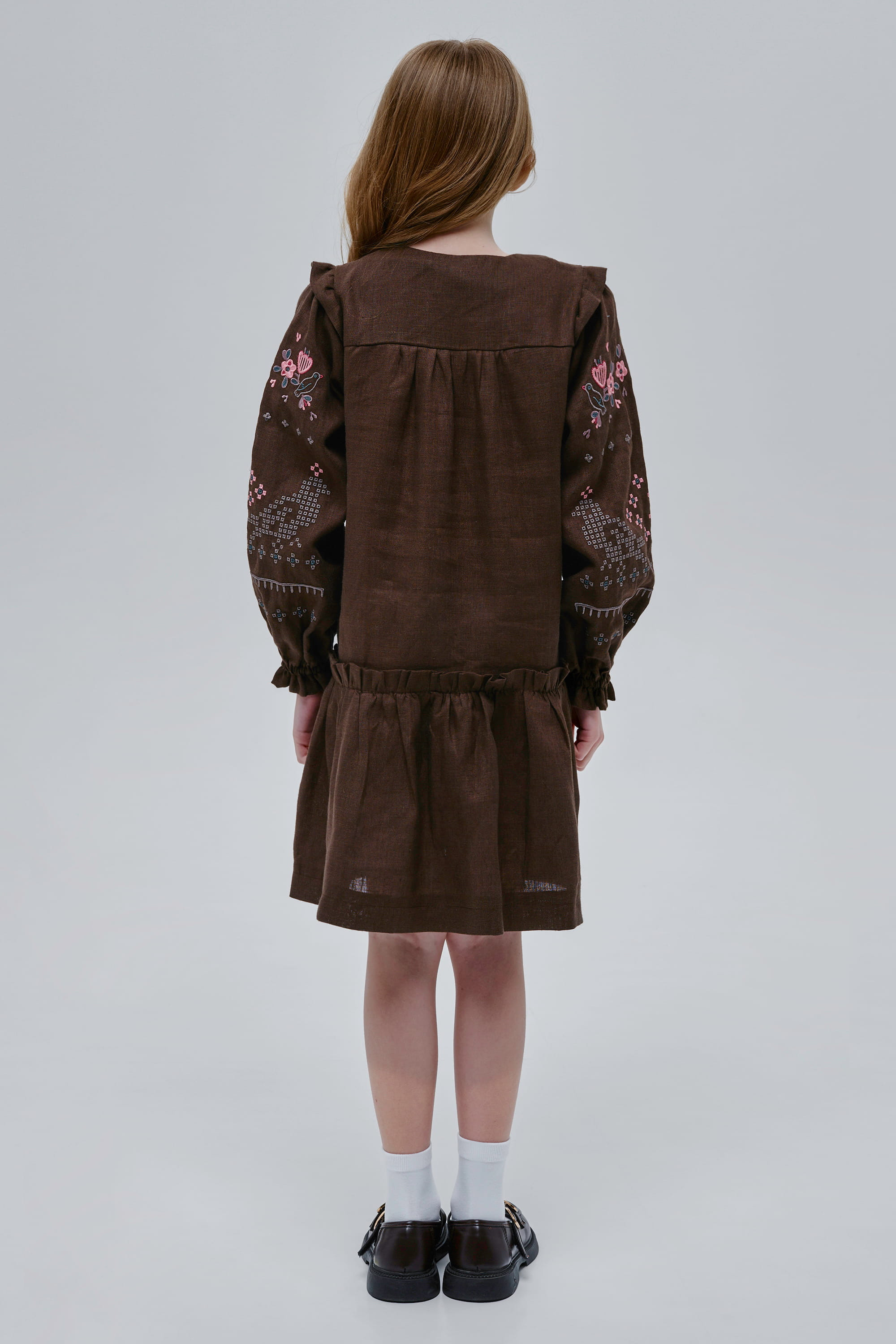 Embroidered brown dress for girl Lyalya