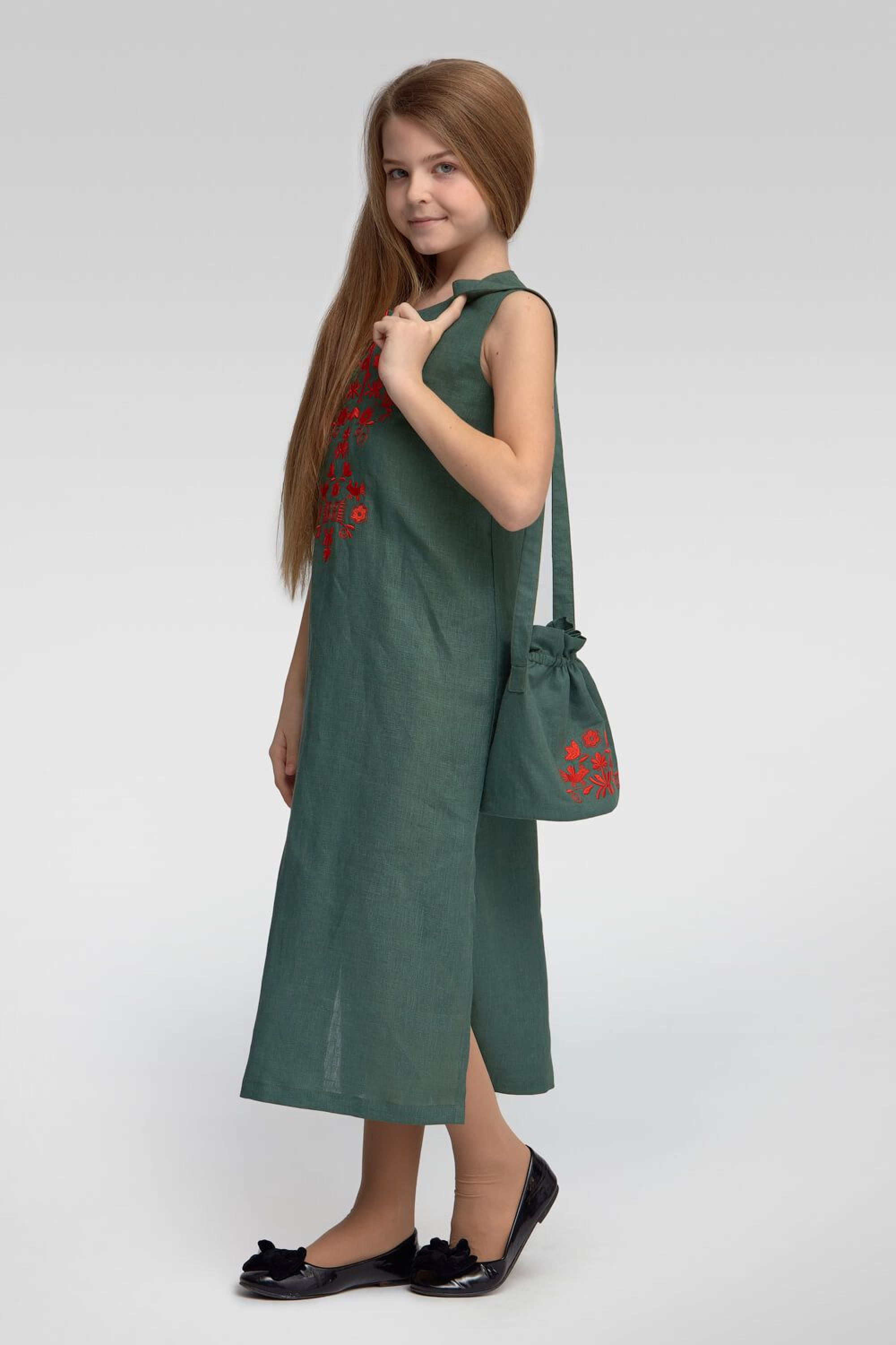 Вишита сукня вишиванка для дівчинки без рукавів Green