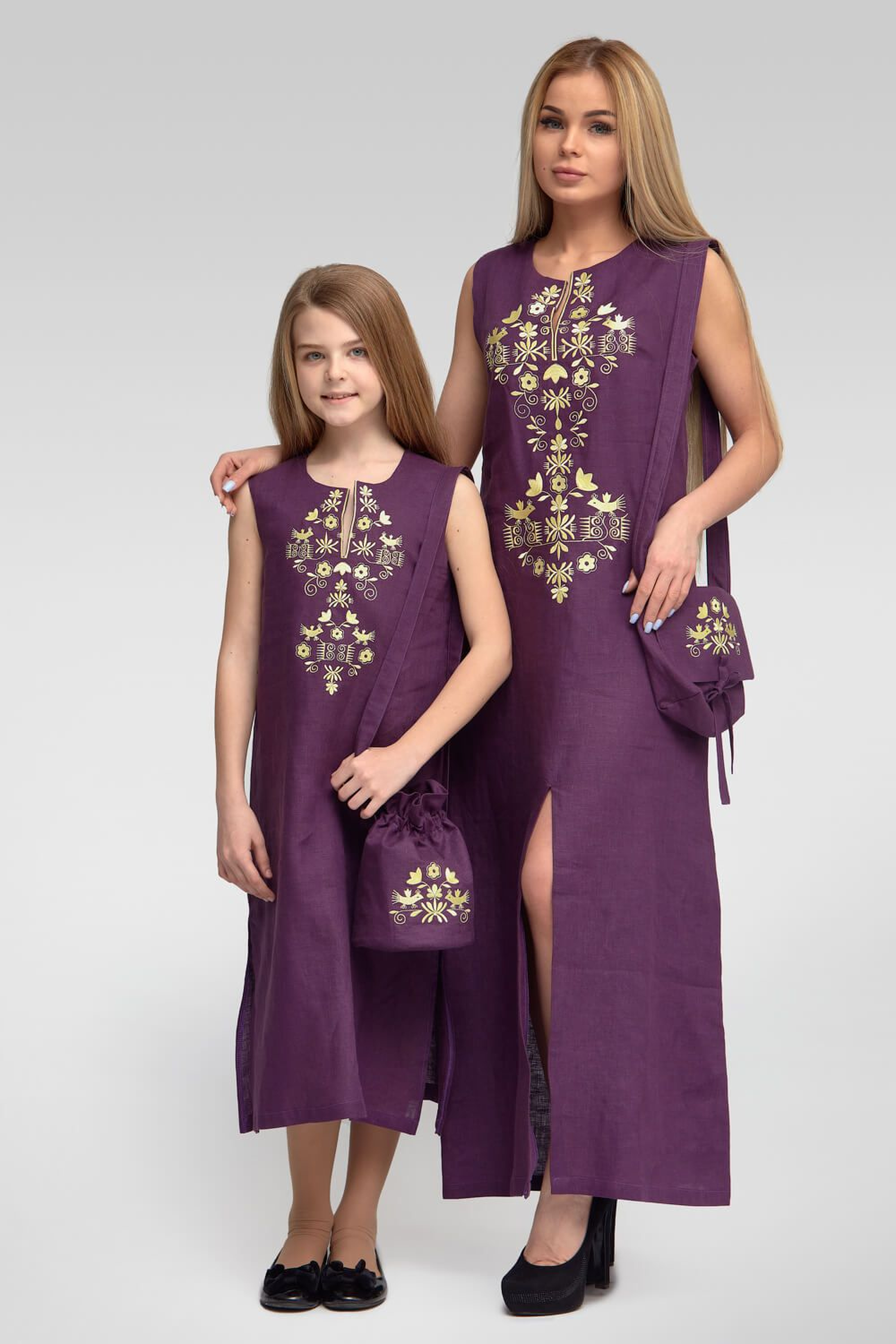 Вишита сукня вишиванка для дівчинки без рукавів Dark purple